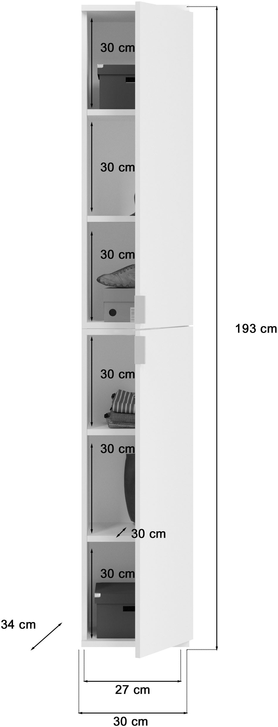 INOSIGN Garderoben-Set »Trondheim, Breite 213 cm, 6-teilig, bestehend aus:«, (Set, 5 St.), 3x Garderobenschrank, 1 Kommode, 1 Garderobenstange, 1 Ablageboden
