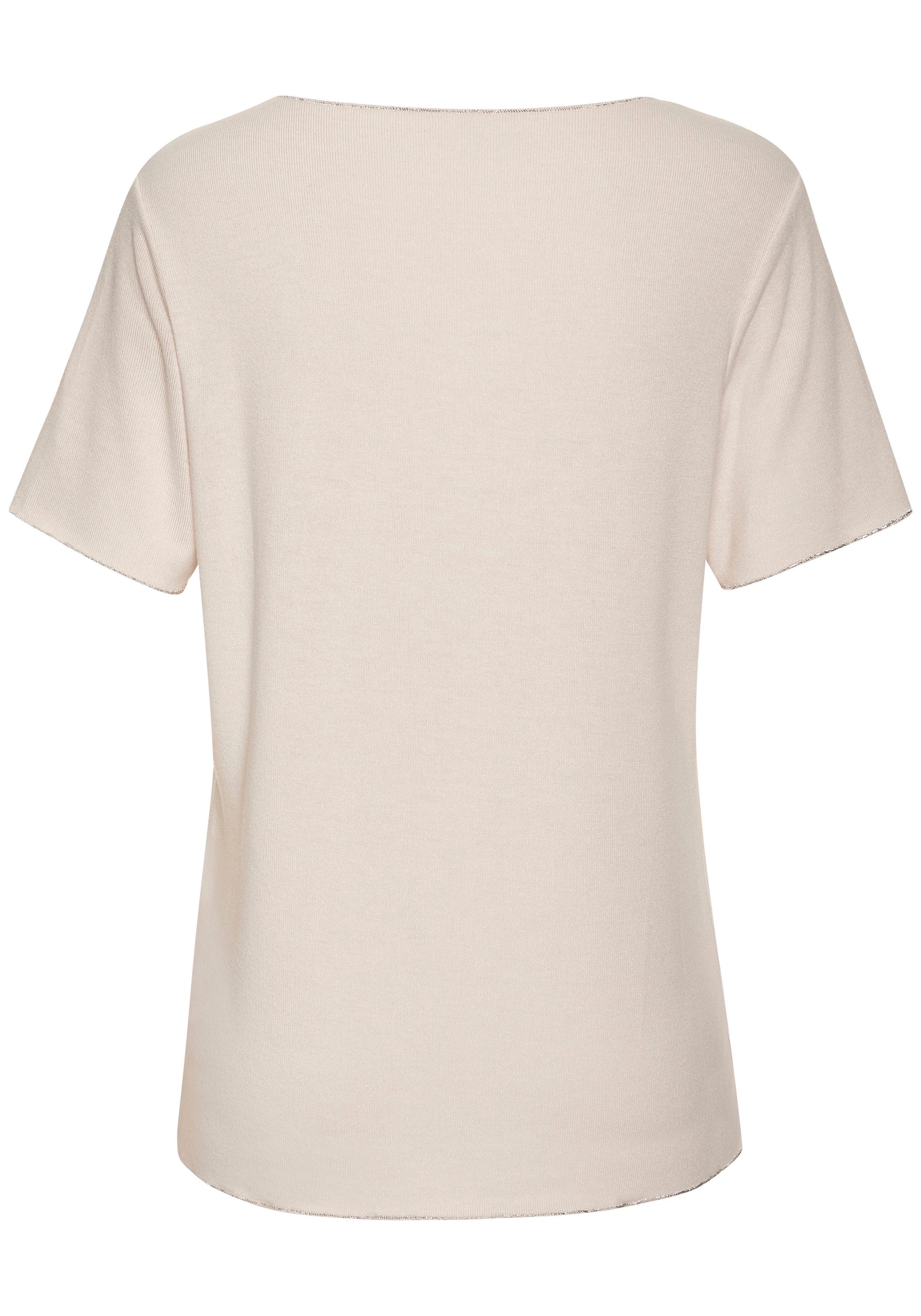 LASCANA Rundhalsshirt »mit feiner Glitzereinfassung«, aus weichem Viskose-Feinstrick