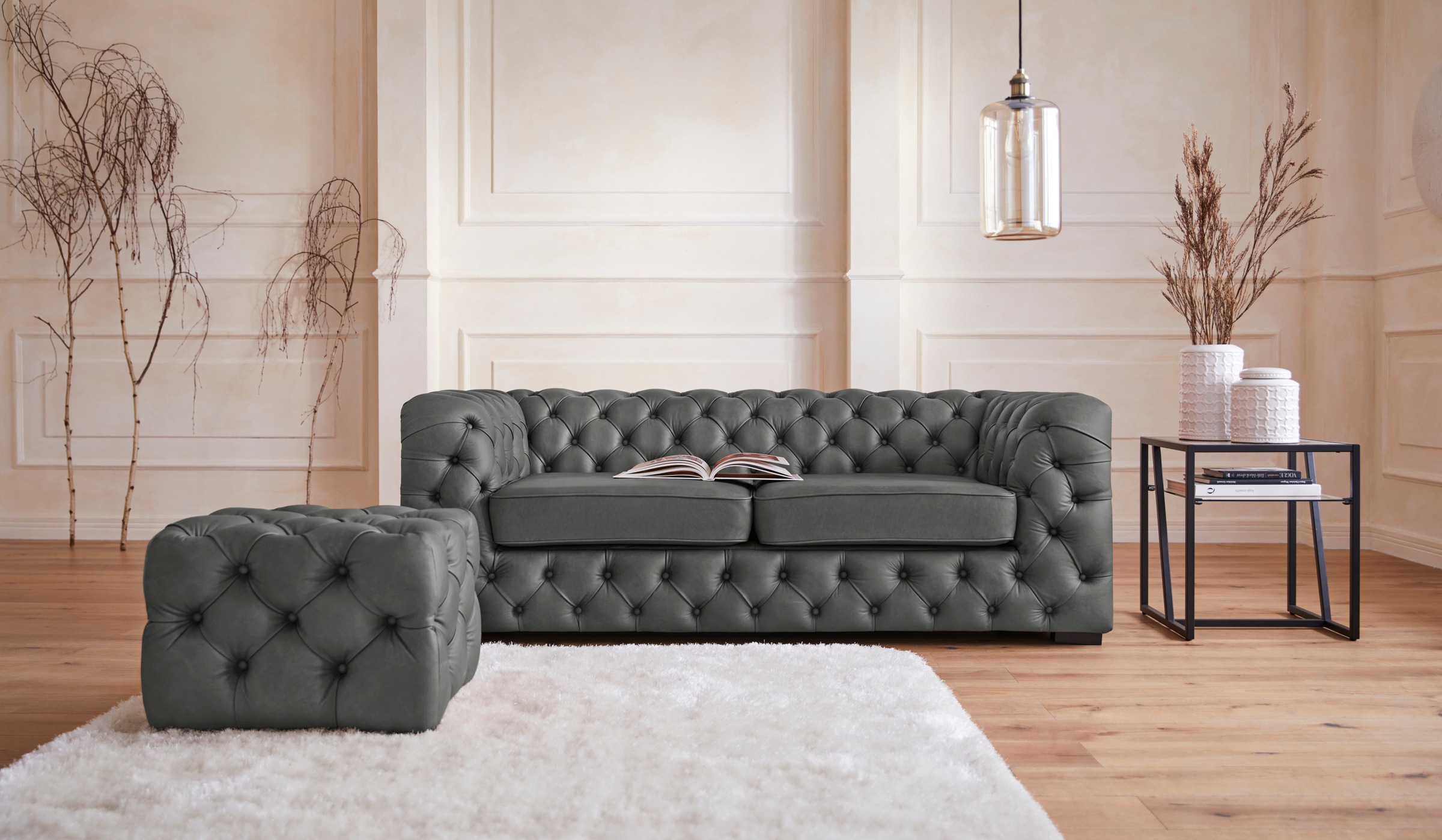 Home affaire Chesterfield-Sofa "Kalina" mit klassischer Chesterfield-Knopfh günstig online kaufen