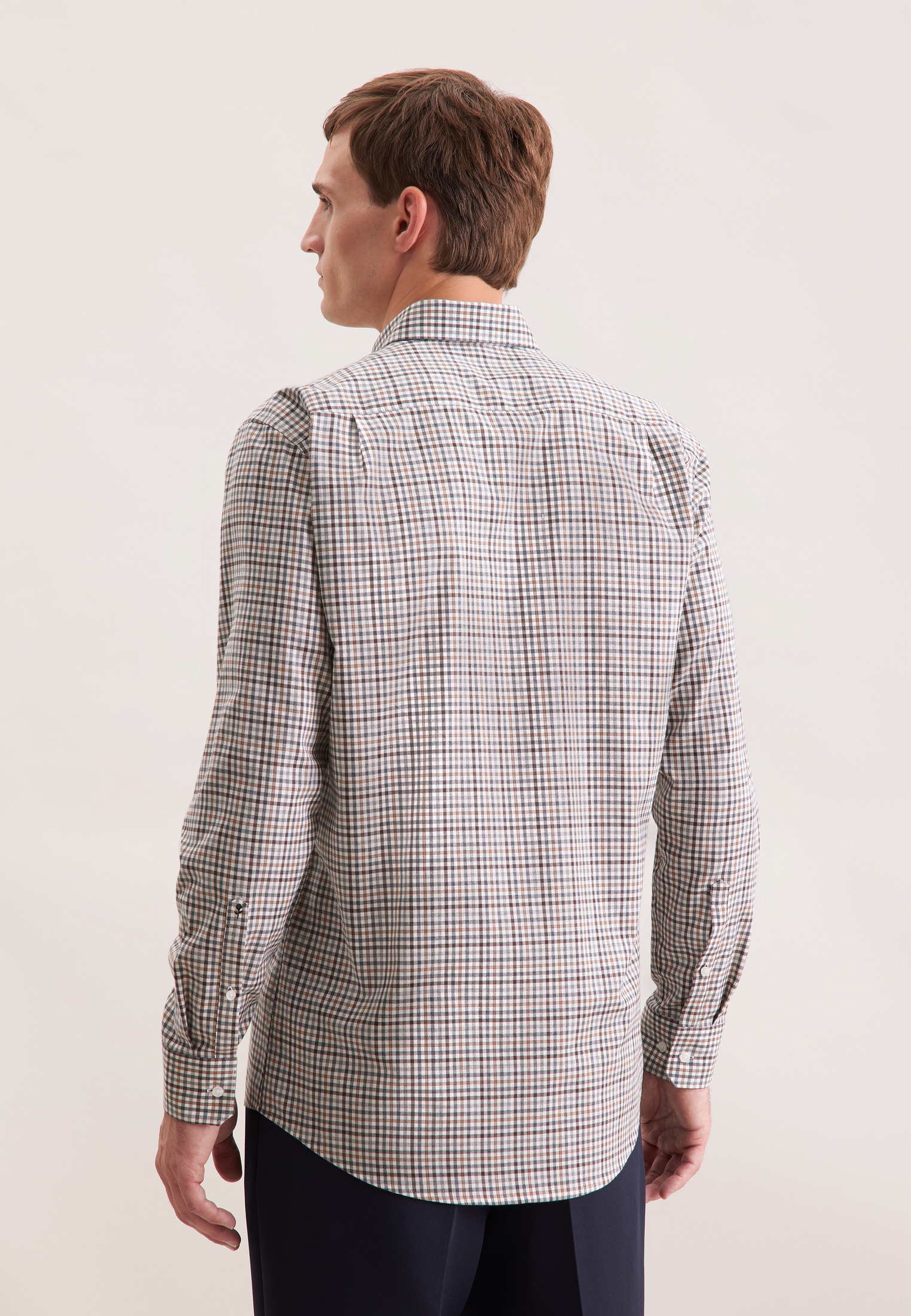 seidensticker Flanellhemd »Schwarze Rose«, Regular 1/1 Button-Down-Kragen Karo