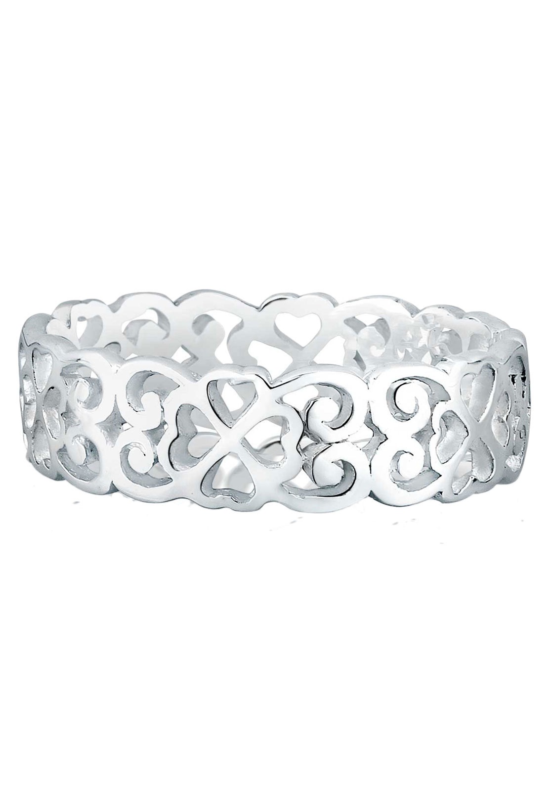 Elli Fingerring »Herz Kleeblatt Ornament Cut Out 925 Silber«