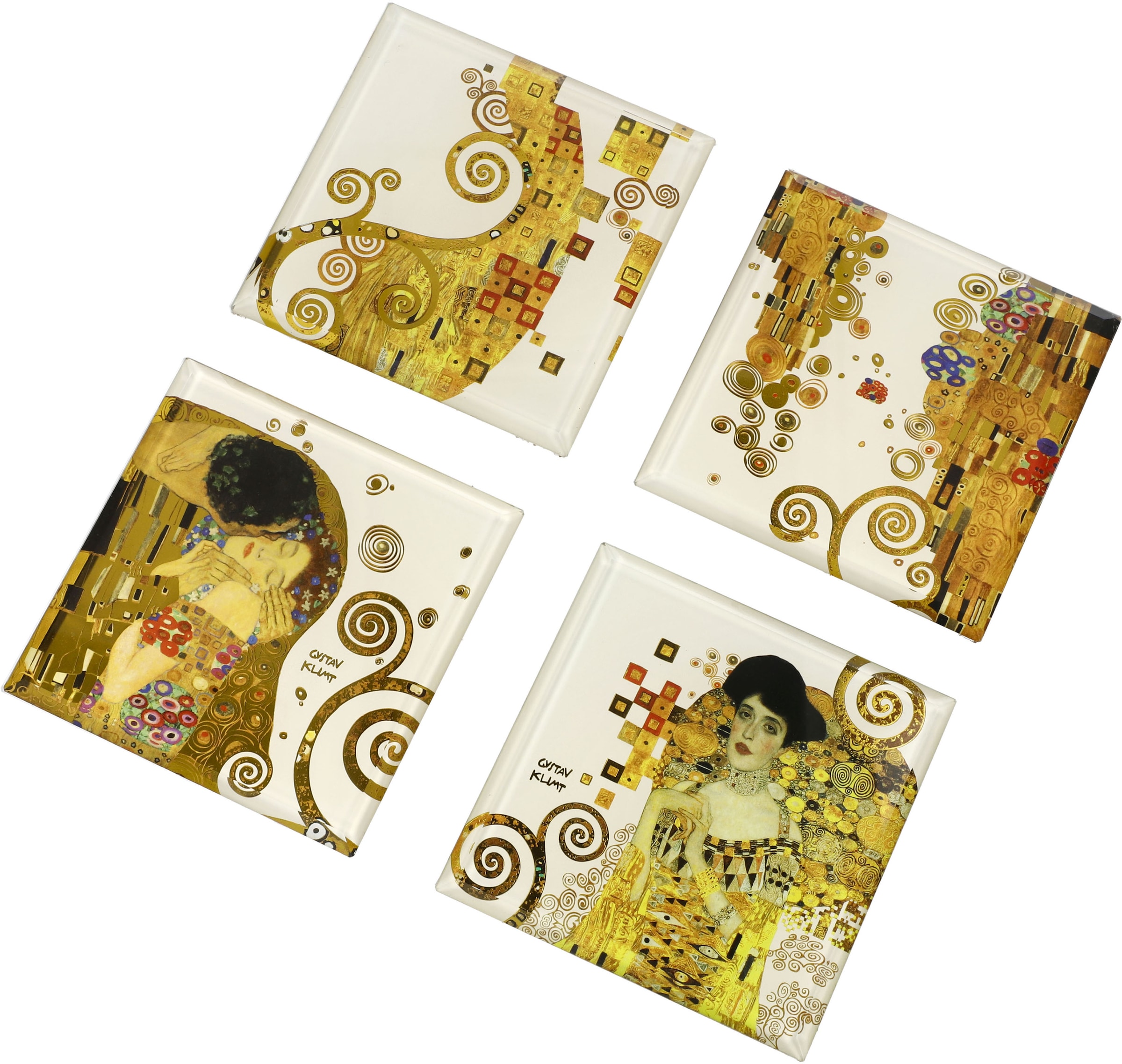 Goebel Glasuntersetzer »Gustav Klimt«, (Packung, 4 tlg.), mit unterschiedlichen Motiven bedruckt, Druck unter Glas