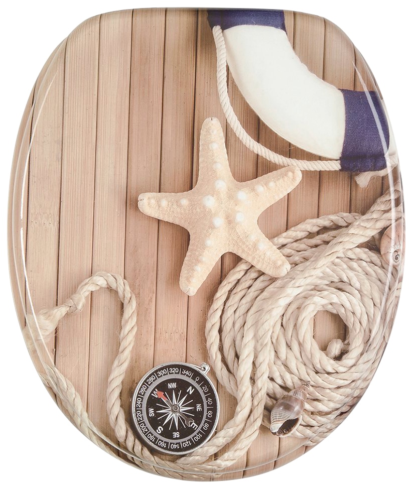 Sanilo Badaccessoire-Set »Maritime«, (Komplett-Set, 3 tlg.), bestehend aus WC-Sitz, Badteppich und Waschbeckenstöpsel