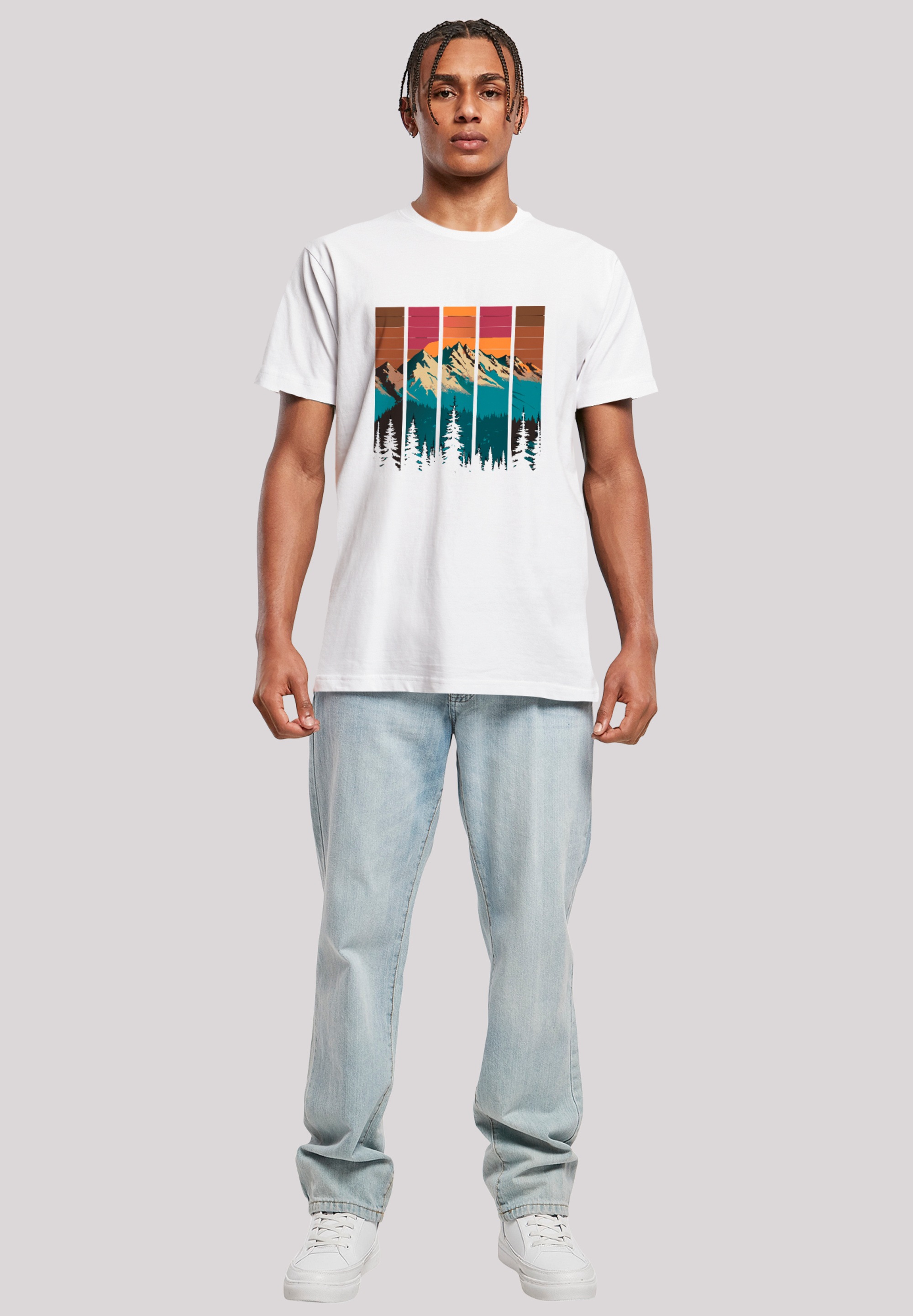 F4NT4STIC T-Shirt »Berg Sonnenuntergang Retro«, Premium Qualität