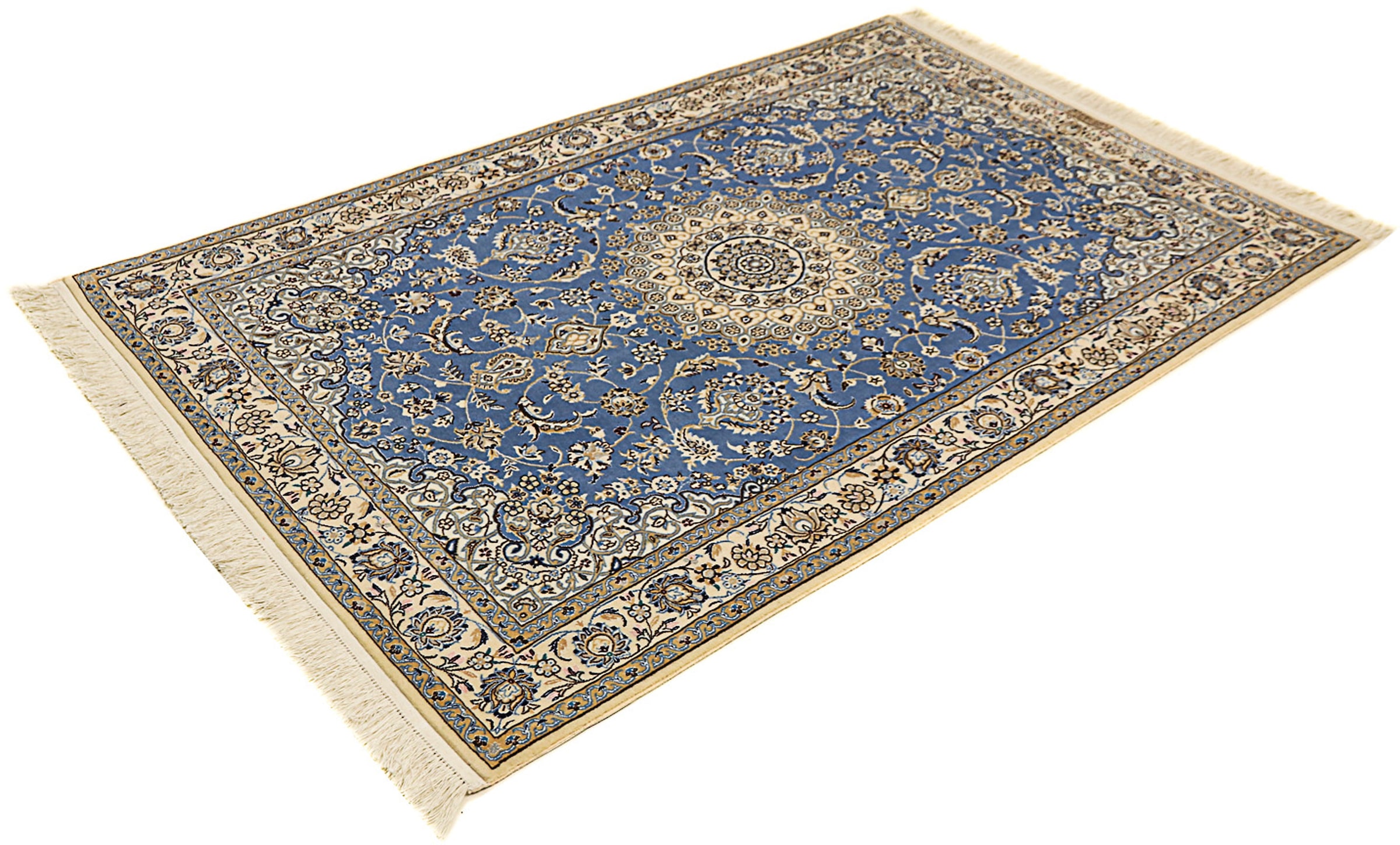 morgenland Orientteppich "Perser - Nain - Premium - 167 x 107 cm - blau", rechteckig, Wohnzimmer, Handgeknüpft, Einzelst