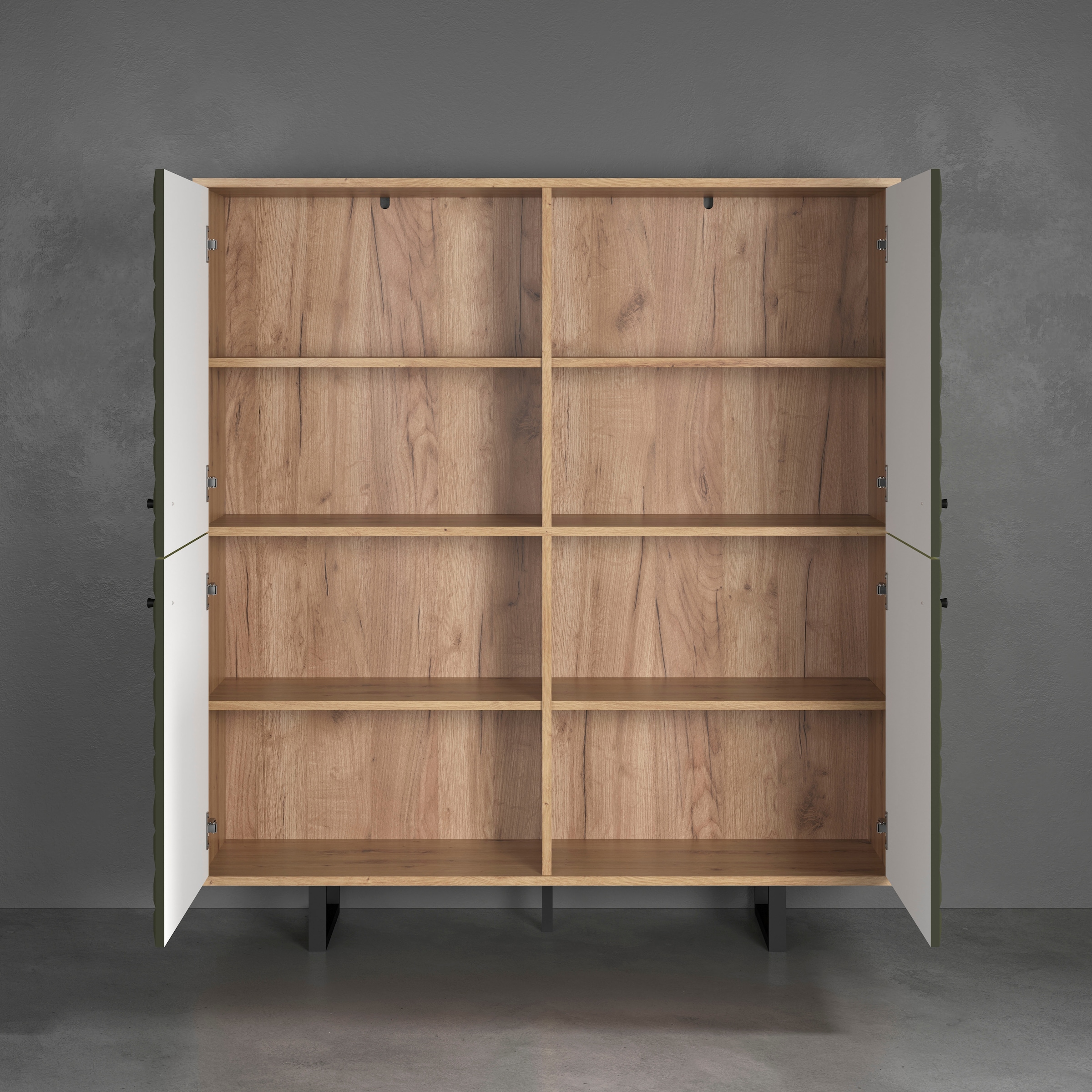 Home affaire Highboard »Ferretti« Sideboard mit besonderer Fräsung - Füße und Griffe aus Metall