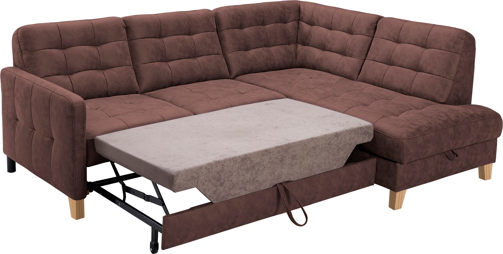 exxpo - sofa fashion Ecksofa »Elio, kompakt und komfortabel, bequem, zeitloses Design, L-Form«, wahlweise mit Bettfunktion und Bettkasten