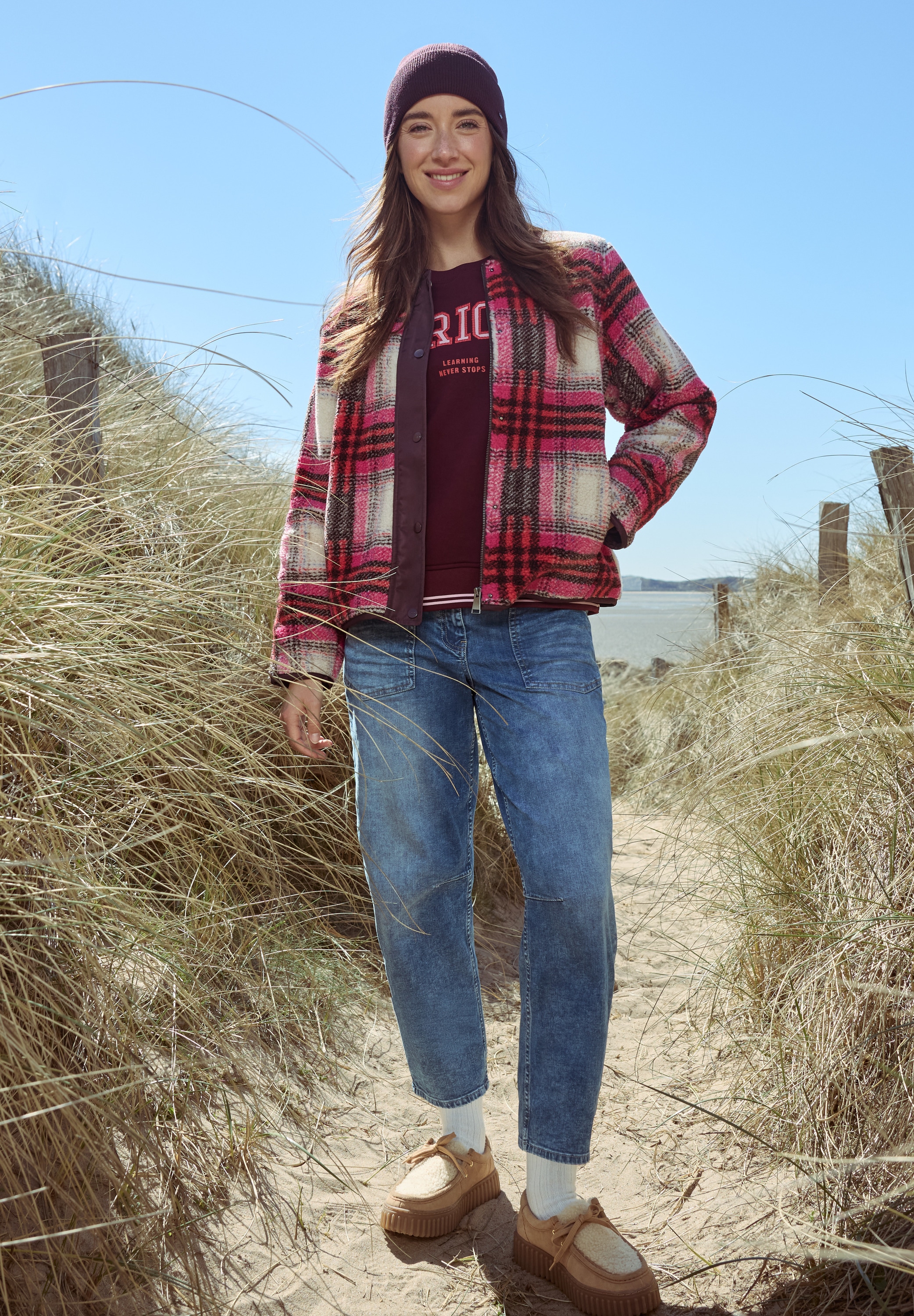 Cecil Blouson ohne Kapuze Teddy-Blouson / Karo-Muster /  mit Softshelldetails