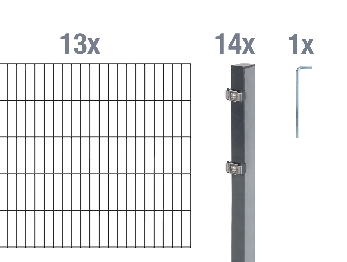 Alberts Doppelstabmattenzaun "Grundset" Höhe: 80-200 cm, Gesamtlänge: 4-30 m, zum Einbetonieren