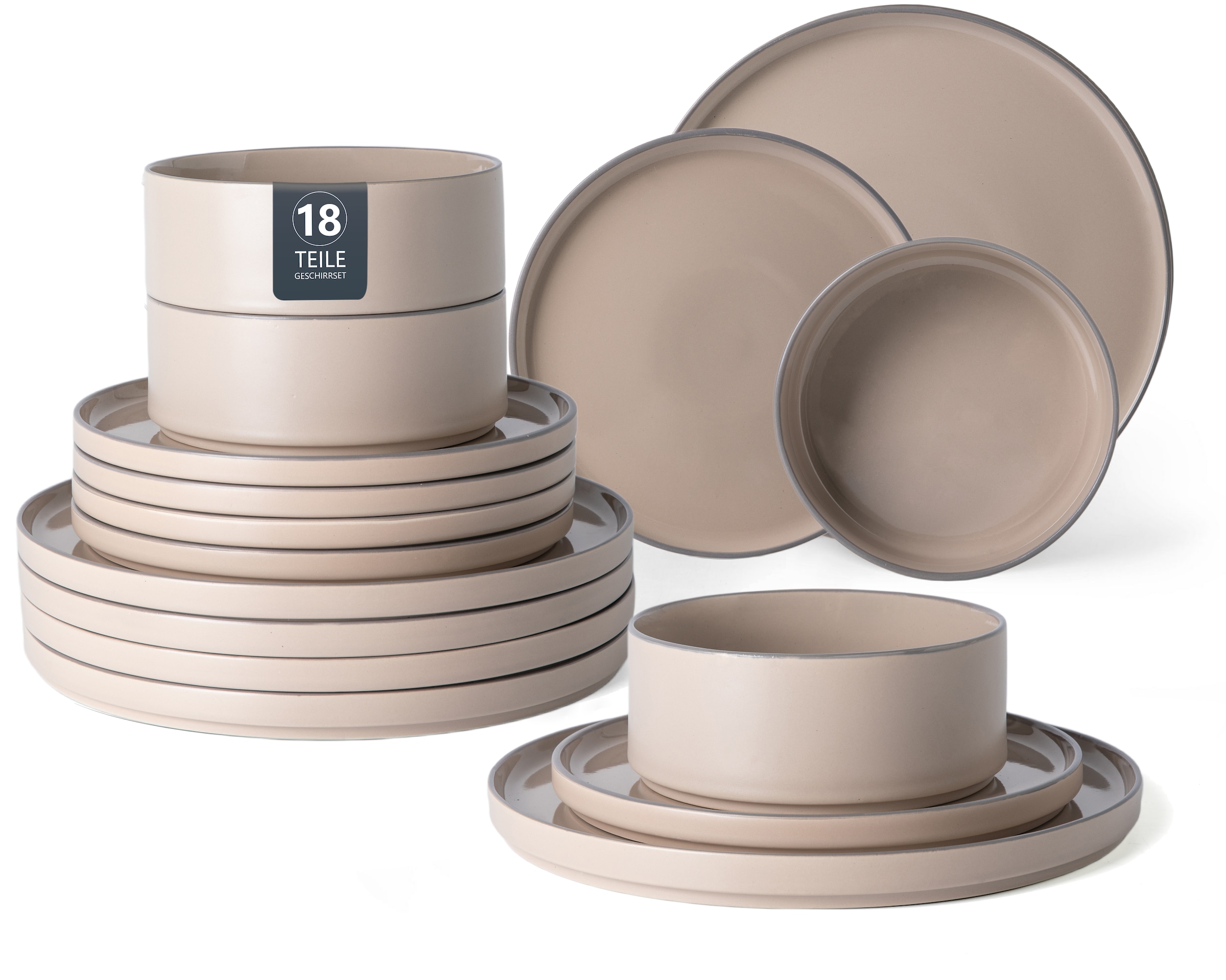 OTTO home Geschirr-Set »Ylvii, außen matt, innen glänzend« spülmaschinenfest und mikrowellengeeignet
