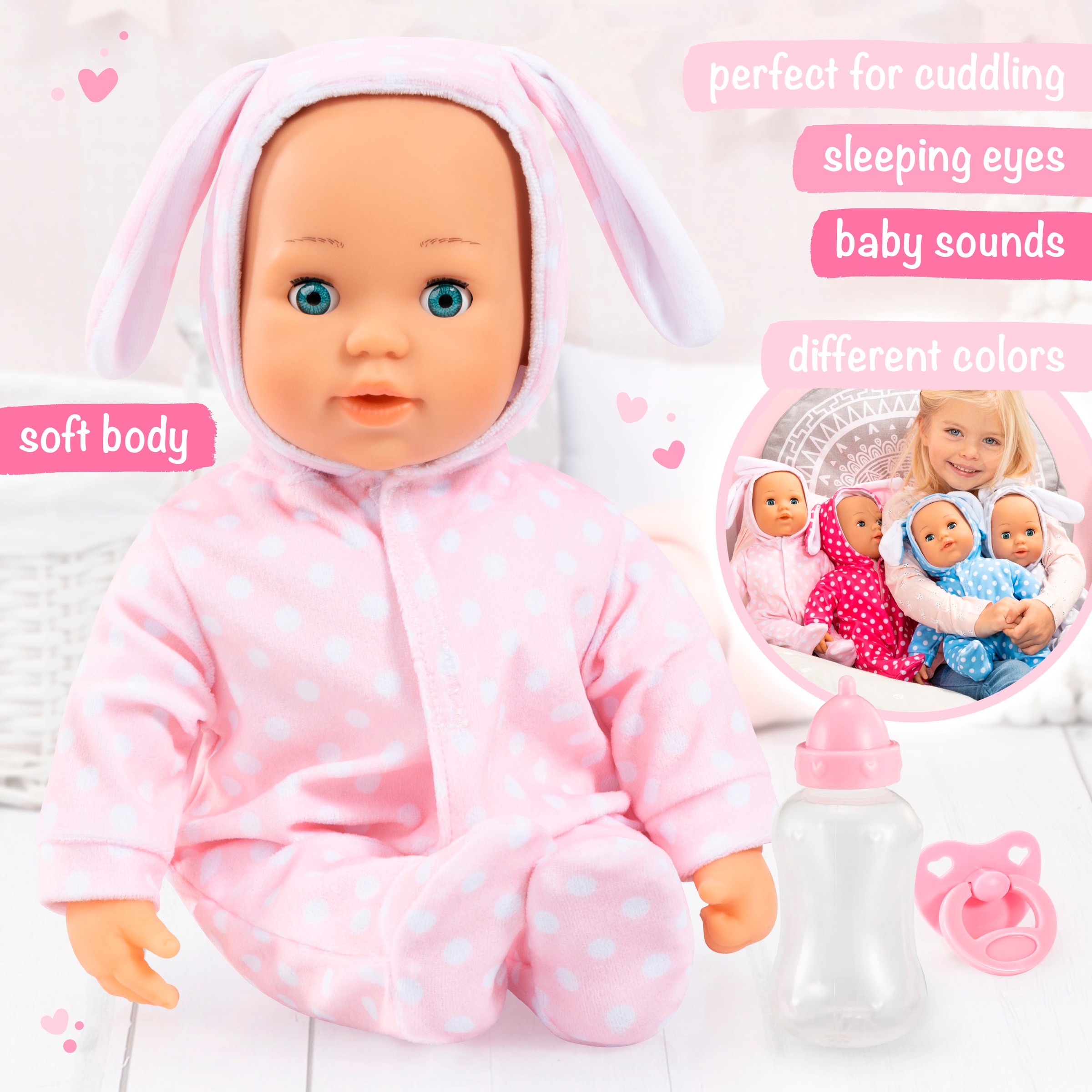 Bayer Babypuppe »Anna First Words Baby, 38 cm rosa«, (3 tlg.)