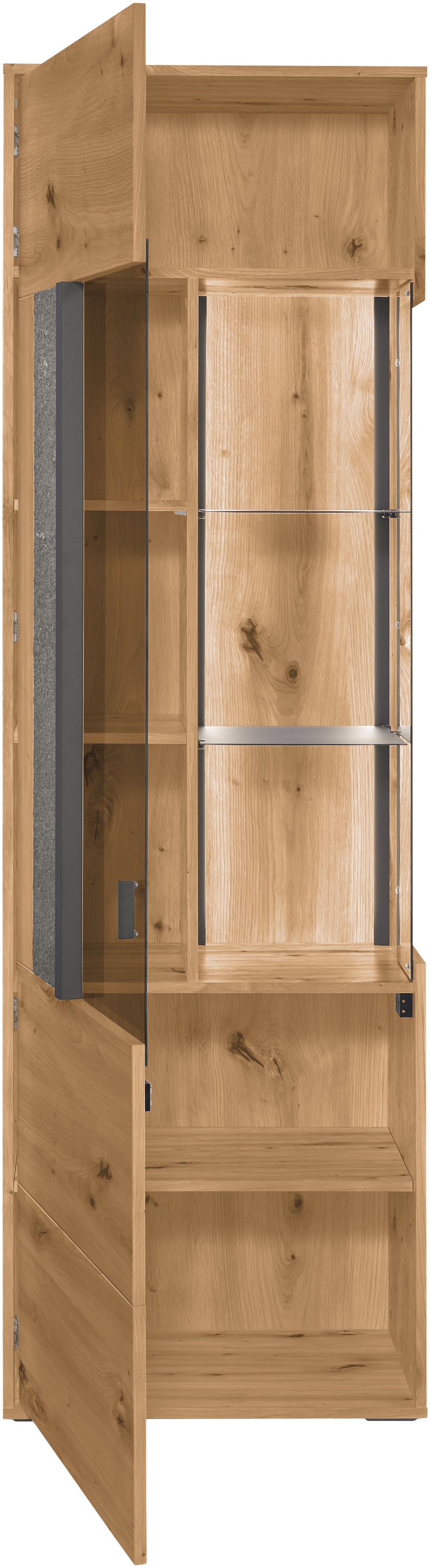 set one by Musterring Vitrine »Deltona« mit Sandsteinelement, inkl. Beleuchtung, zwei Farben, B64 x H204 cm