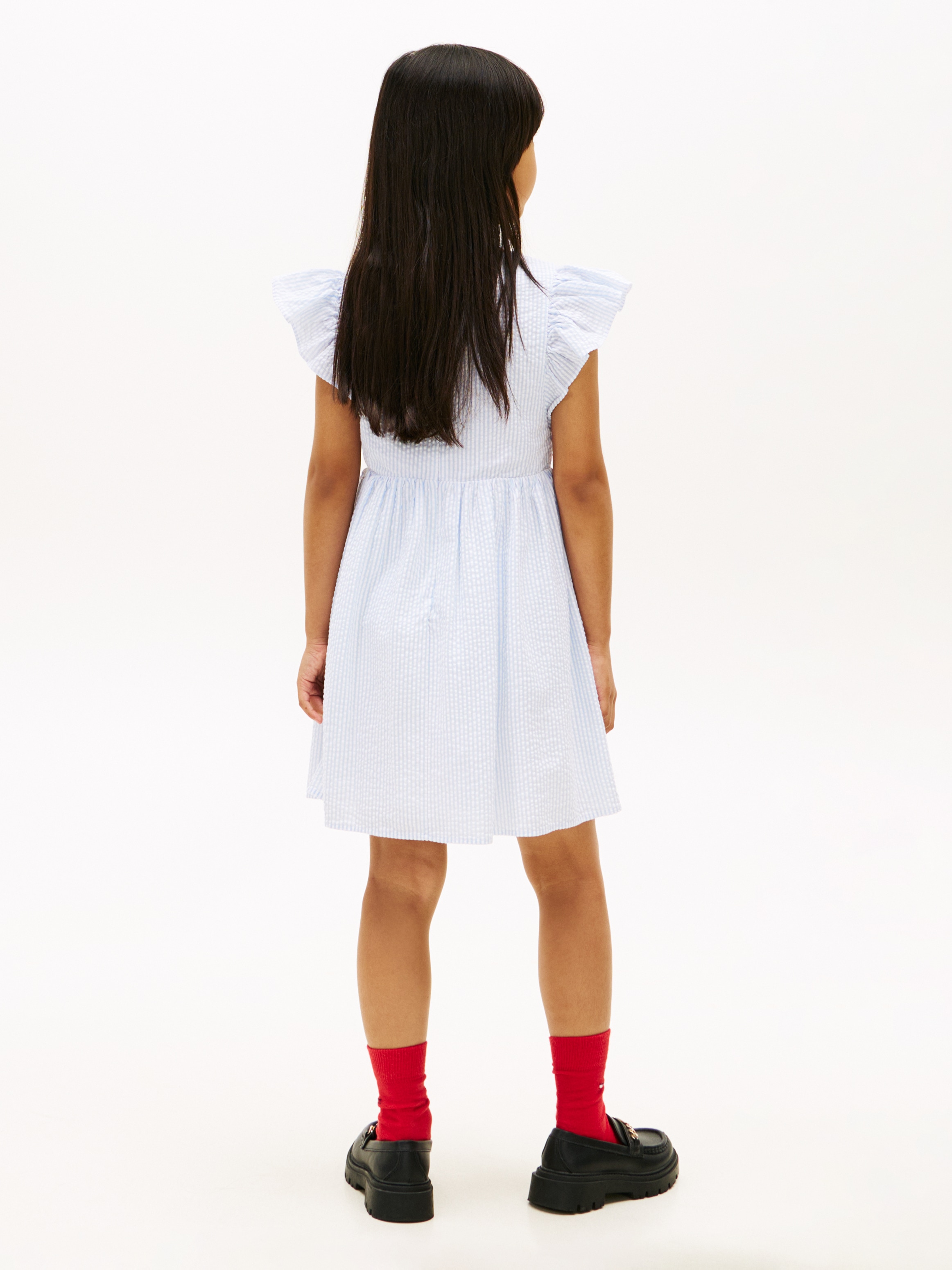 Tommy Hilfiger Sommerkleid »SEERSUCKER DRESS SHORT SLEEVE« Kinder bis 16 Jahre, Rüschenärmel