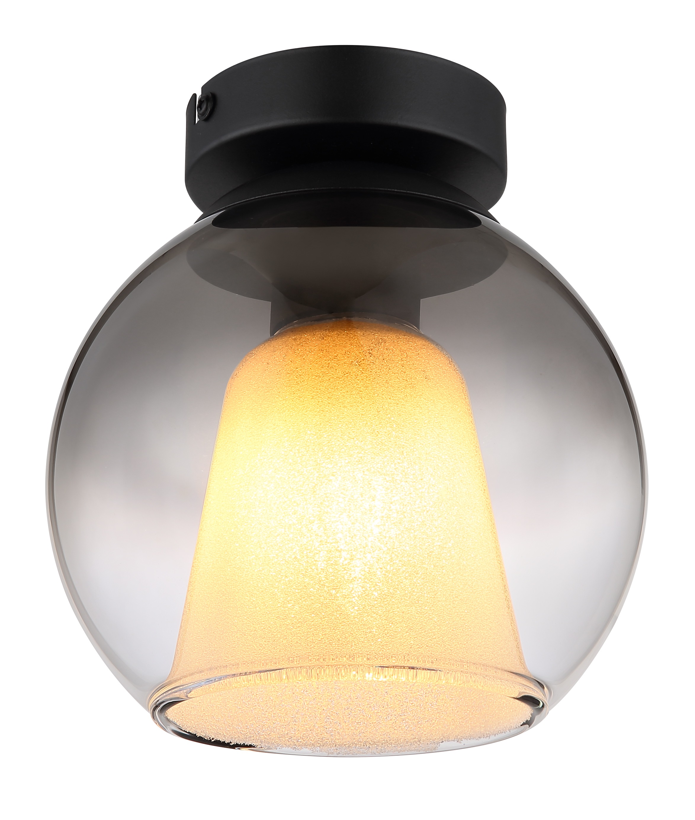 GLOBO LIGHTING Deckenleuchte "BARRY", Ø 18cm H: 19cm, 1 Stk., schwarz, Wohnzimmer, Leuchten, Deckenlampe/Metall/Glaskugel/modern