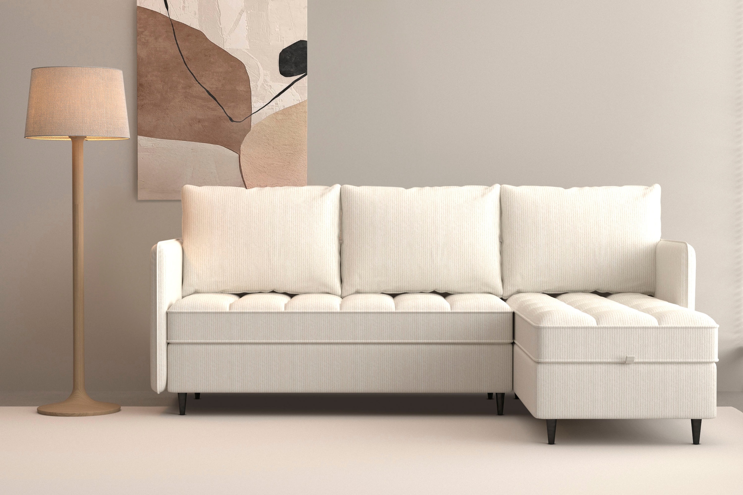 Dorel Home Ecksofa "LINDHUS, L-Form, 4 verschiedene Stellvarianten, mit Bet günstig online kaufen