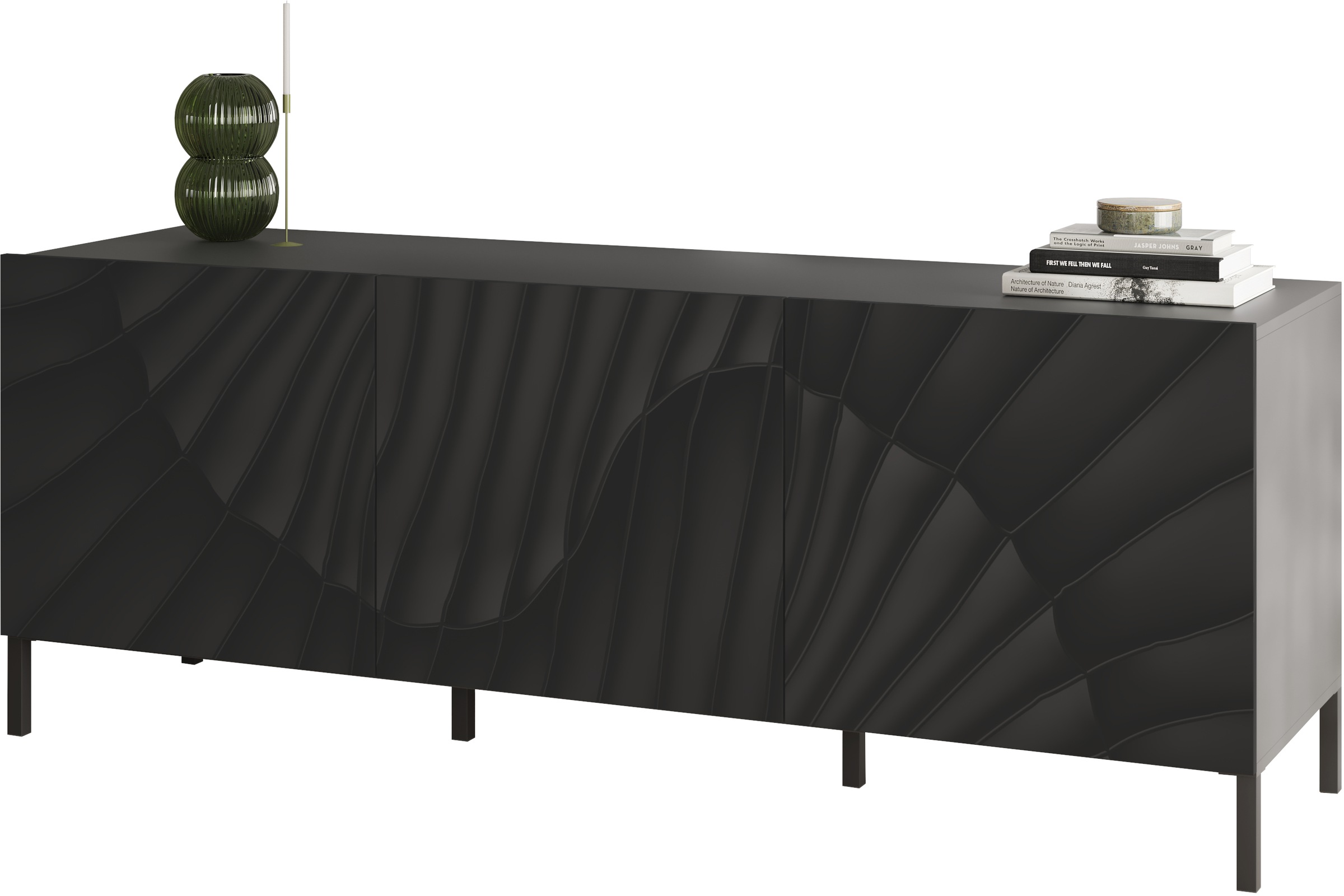 Thumbnail - OTTO home Lowboard "Snake, TV-Möbel, TV-Schrank, Media-Board, Breite 181 cm, viel Stauraum" mit Siebdruck-Front, 3 Türen...