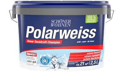 SCHÖNER WOHNEN FARBE Wand- und Deckenfarbe »Polarweiss«, 2,5 Liter, mit...