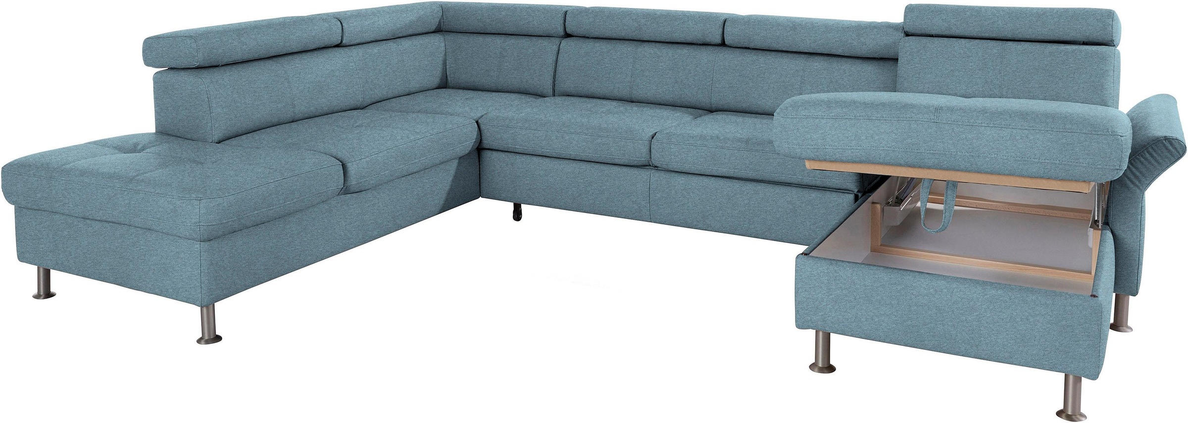 exxpo - sofa fashion Wohnlandschaft »Maretto, bequem und komfortabel, aufwendige Sitzsteppung, U-Form«, inkl. Kopfteilverstellung für mehr Sitzkomfort, wahlweise Bettfunktion