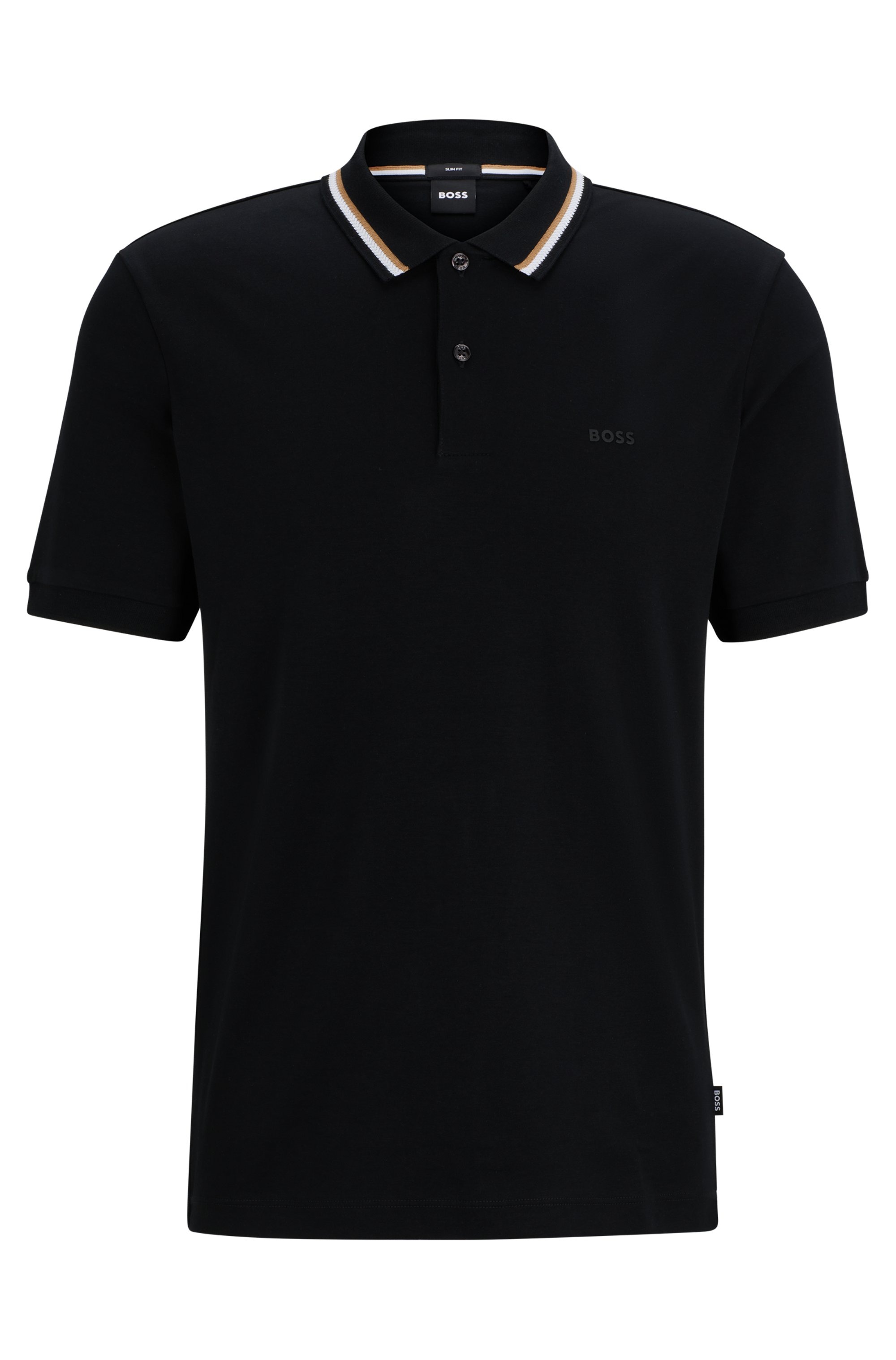 BOSS Poloshirt "Penrose 38" aus Baumwolle mit gestreiftem Kragen, slim fit günstig online kaufen