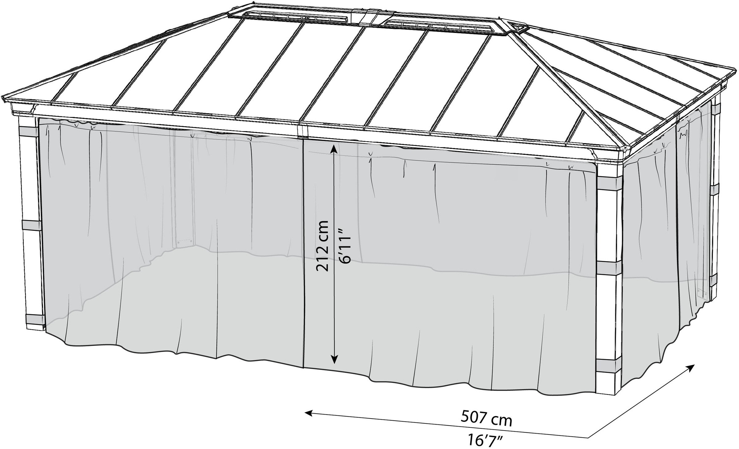 Palram - Canopia Pavillonseitenteil »Dallas Garden Gazebo Netting Set«, mit Reißverschluß und Clips