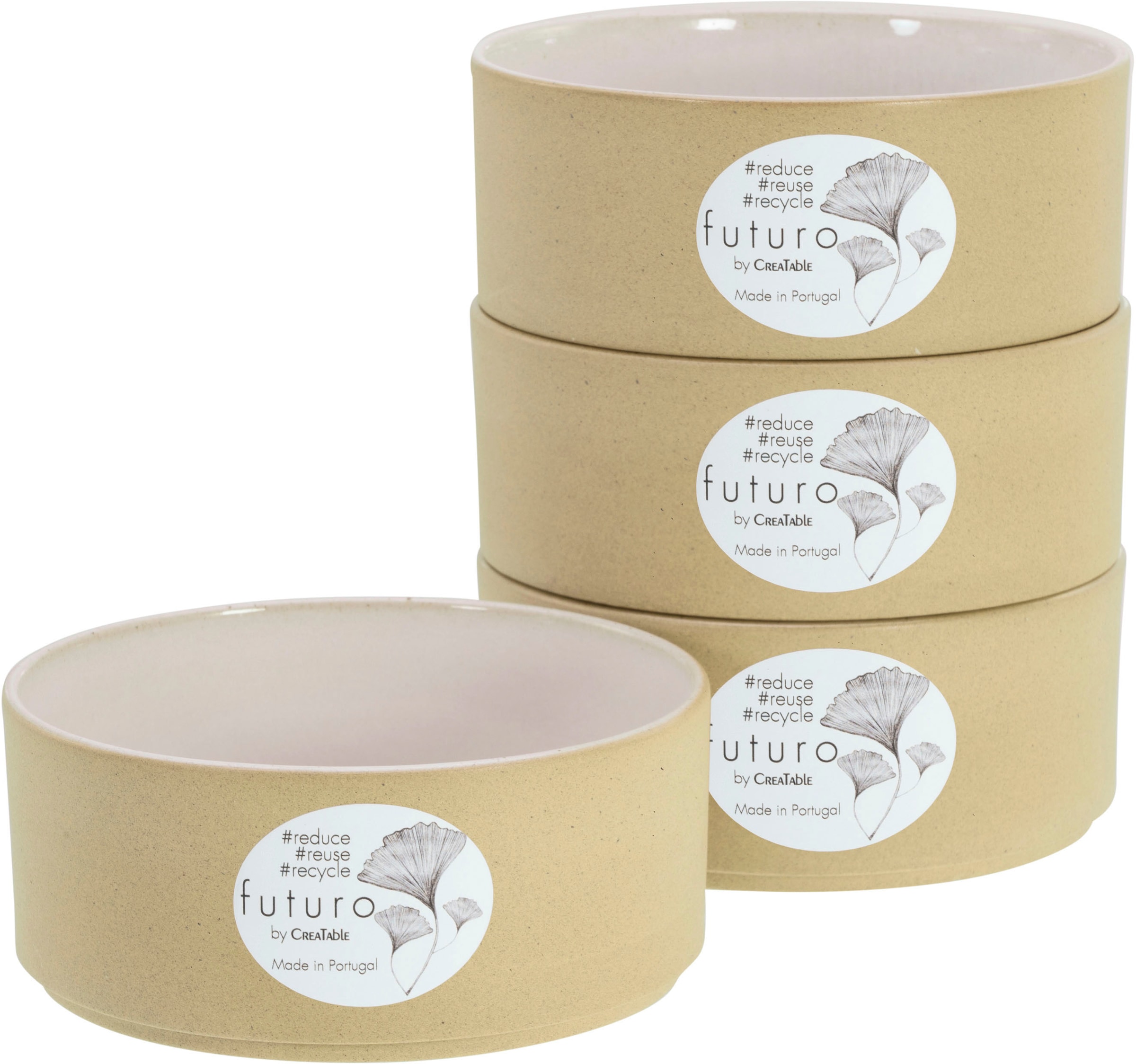 CreaTable Schale »Futuro« 4 Stk. aus Steinzeug Müslischale, Salatschale, Snackschale, Dipschale, Ø 14 cm