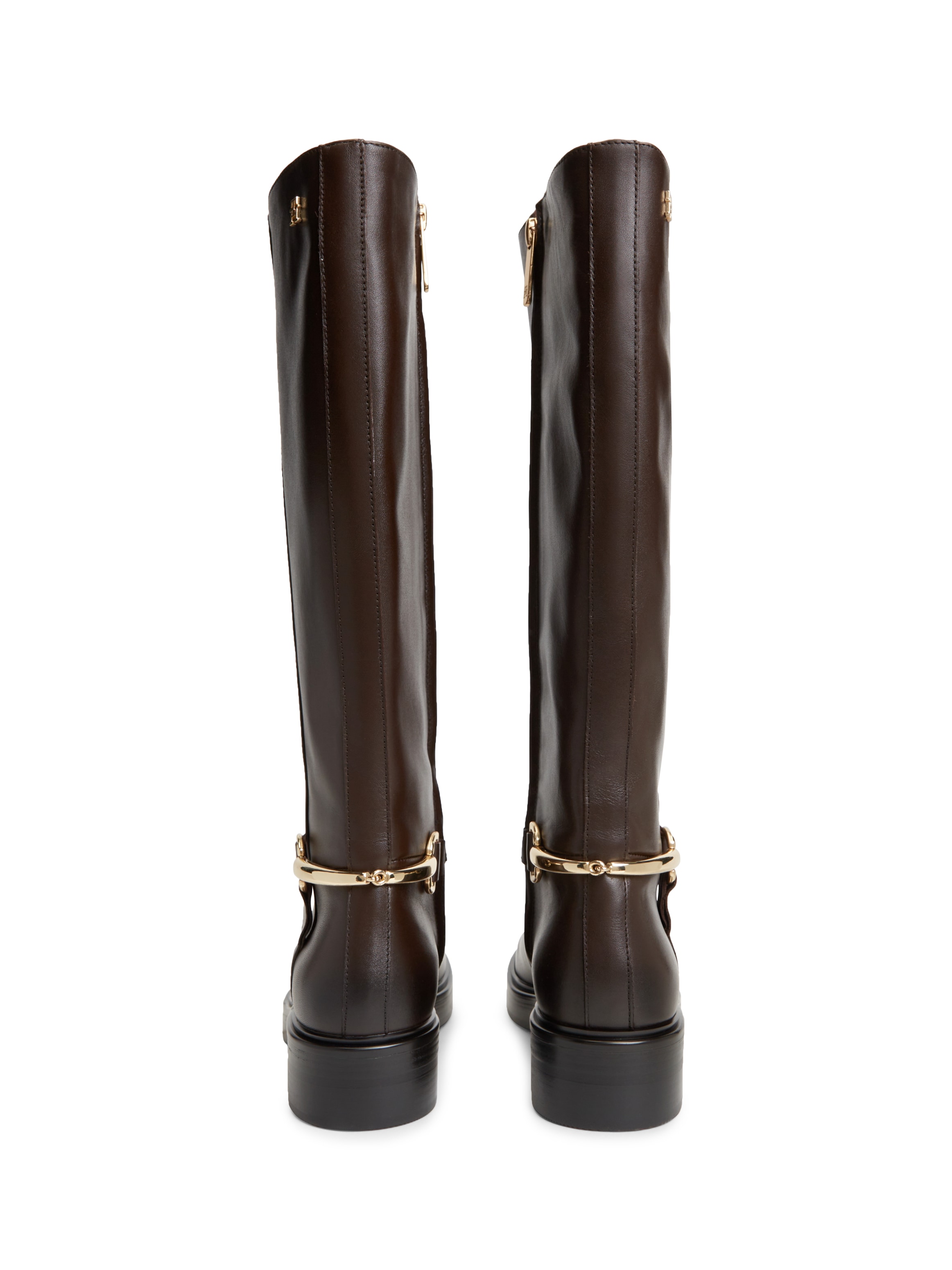 Tommy Hilfiger Stiefel »TH STUD LEATHER KNEE RIDING BOOT«  Blockabsatz, Langschaftstiefel mit goldfarbener Zierspange