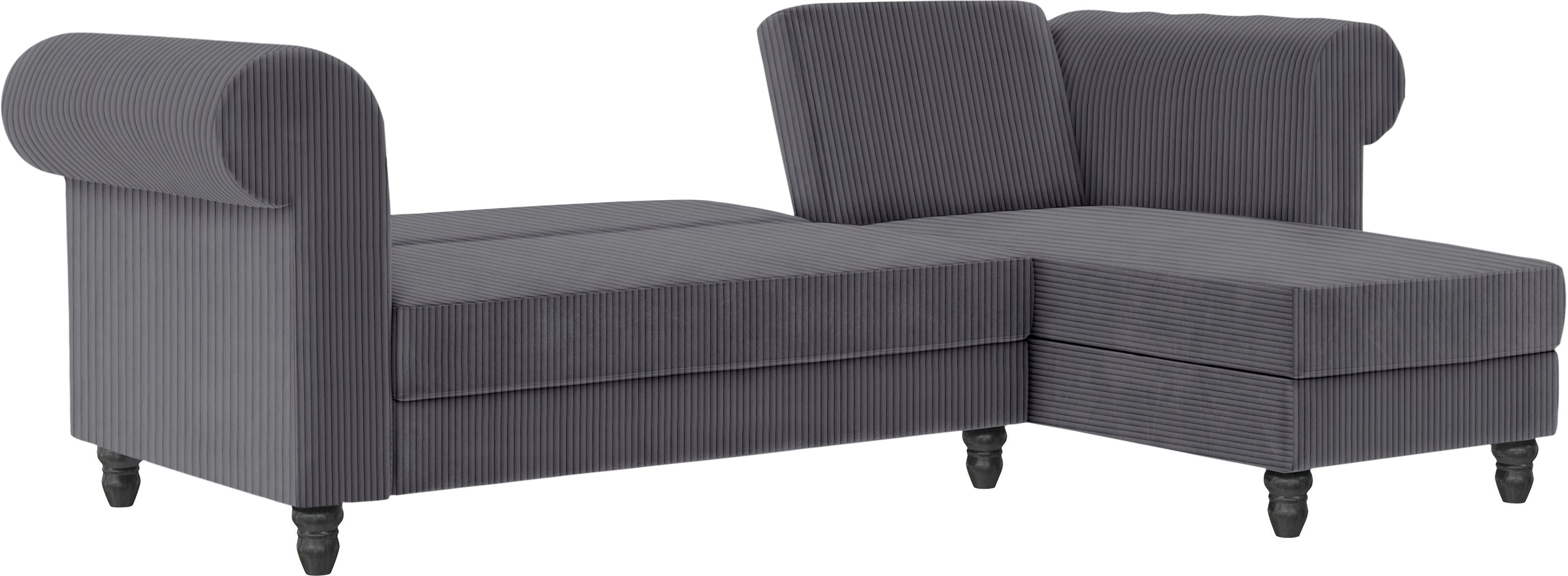 Dorel Home Ecksofa »Felix II, L-Form, Schlafsofa 241cm (Liegefl. 108/195 cm),«, verstellb. Rückenlehne, Recamiere wechselbar, Cord