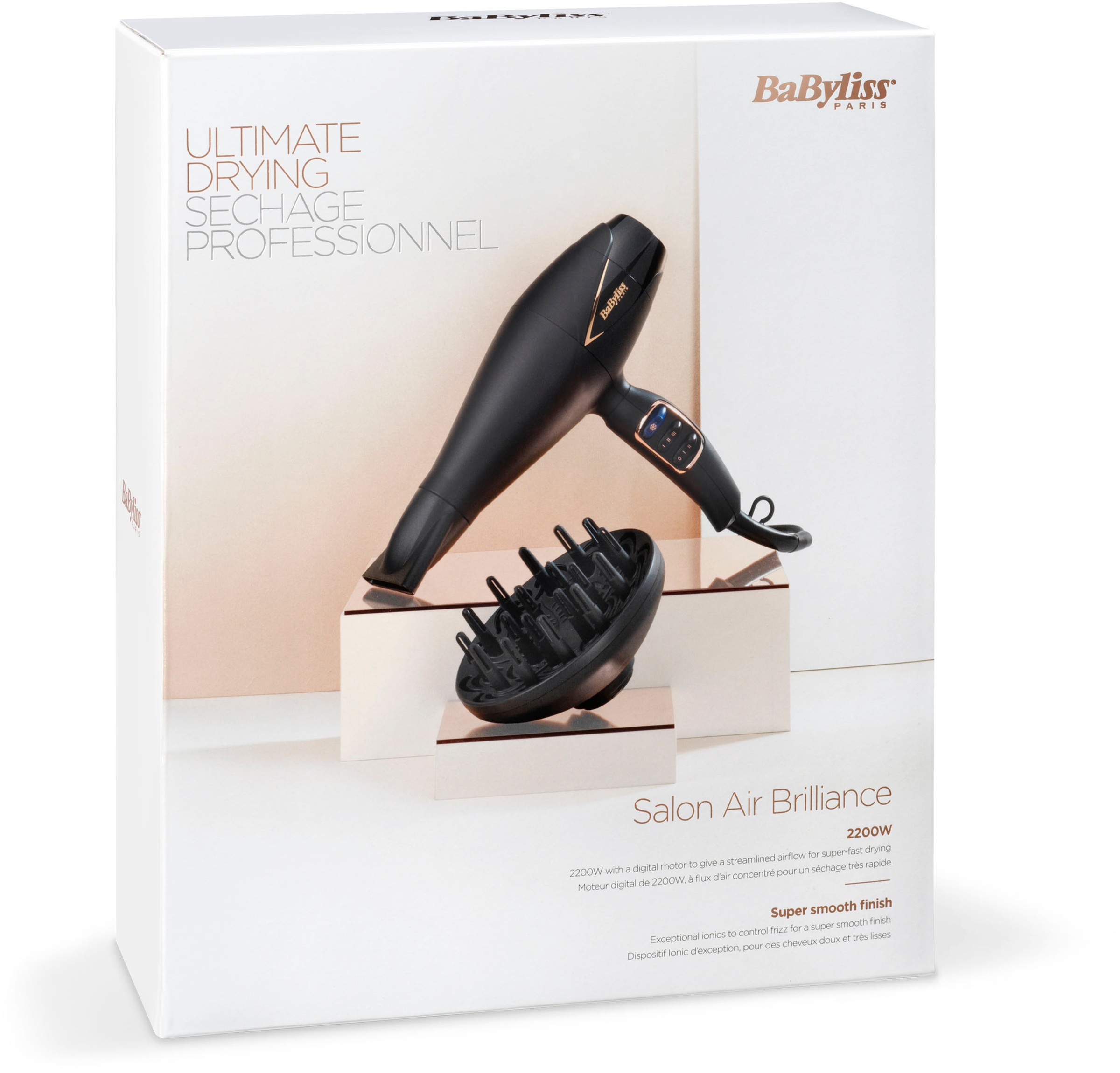 BaByliss Ionic-Haartrockner »D665E Salon Air Brilliance«, 2200 W, 2 Aufsätze, mit digitalem Motor