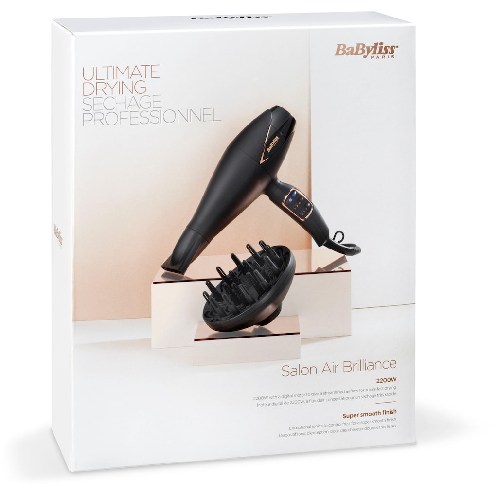 BaByliss Ionic-Haartrockner »D665E Salon Air Brilliance«, 2200 W, 2 Aufsätze