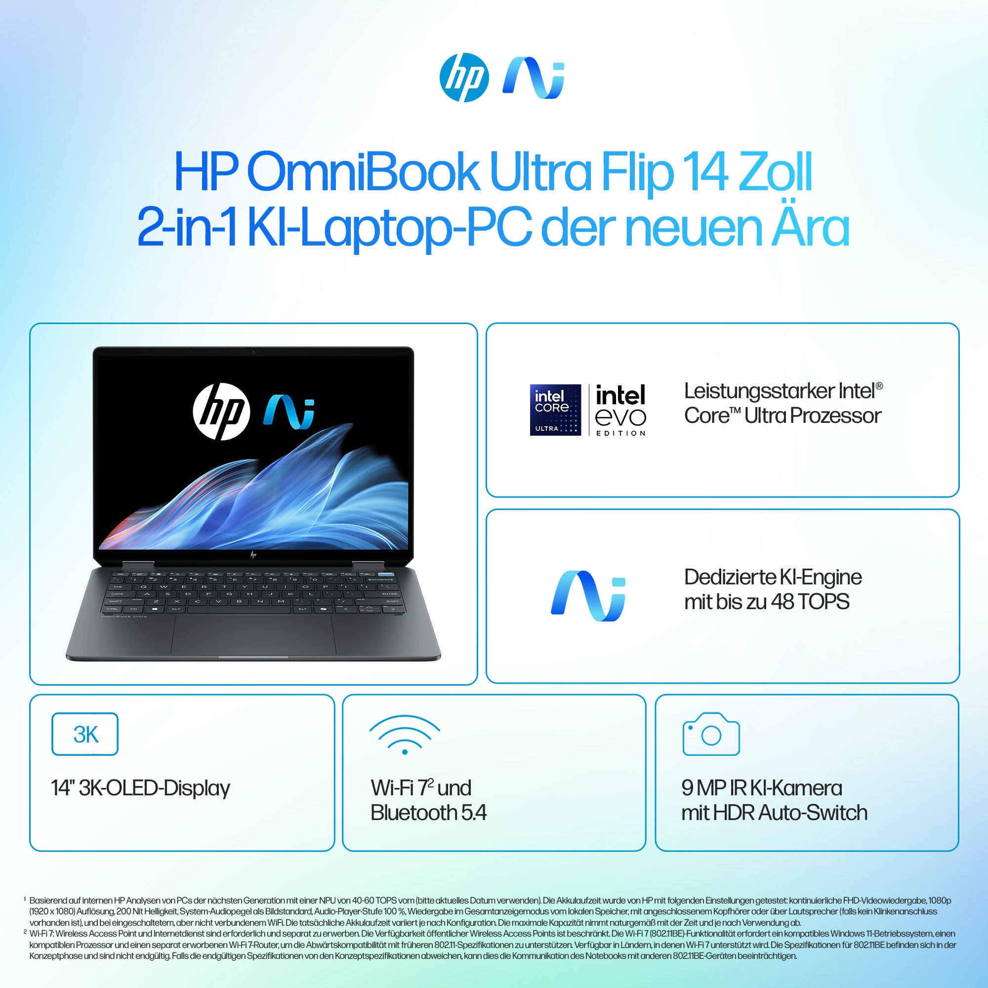 HP Convertible Notebook »HP OmniBook Flip 14-fh0079ng«, 35,6 cm, / 14 Zoll, Intel, Core Ultra 7, ARC, 2000 GB SSD