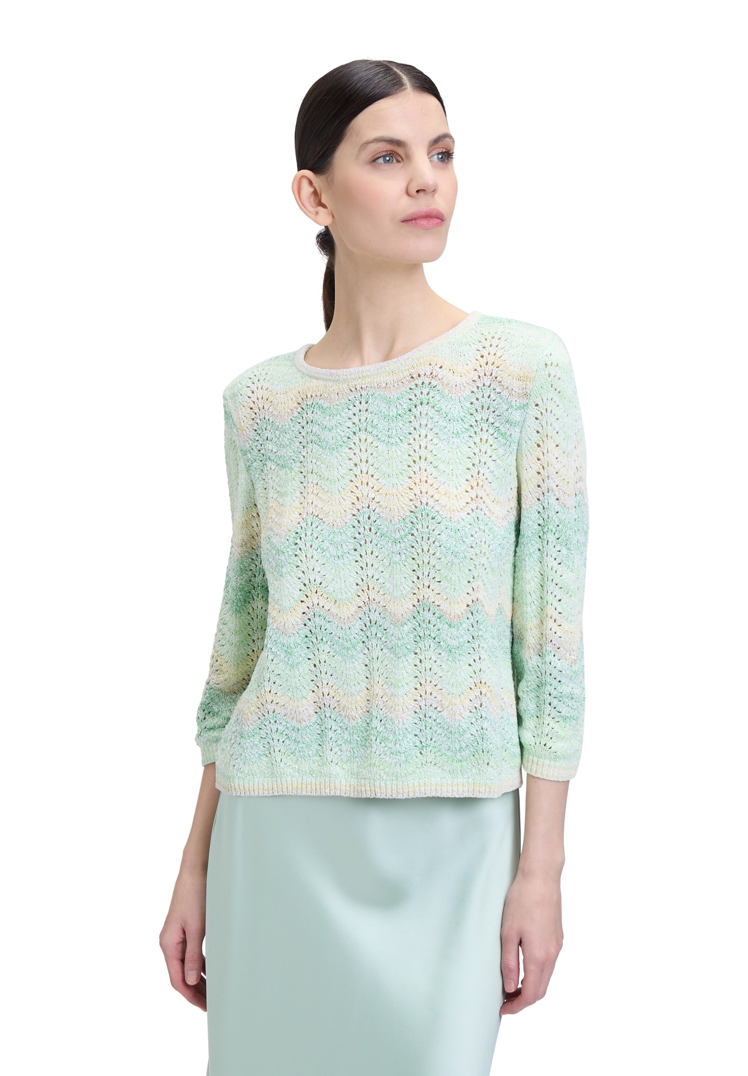 Cartoon Strickpullover "Damen Lochstrick-Pullover mit Rundhalsausschnitt" 1 günstig online kaufen