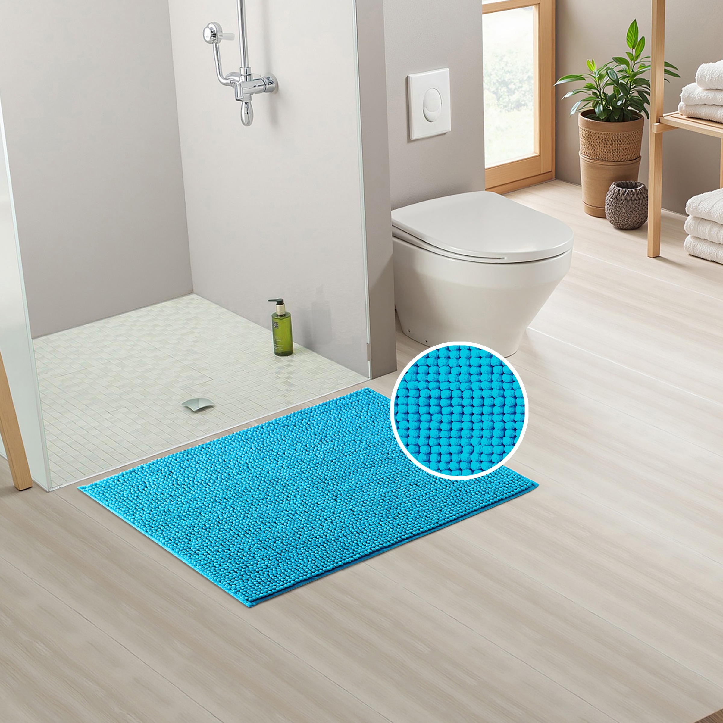 my home Badematte »Vanessa Chenille, Badvorleger, Badezimmer Teppich, Duschvorleger«, beidseitig nutzbar-strapazierfähig-fußbodenheizungsgeeignet-schnell trocknend, Uni Farben, besonders weich, rechteckig