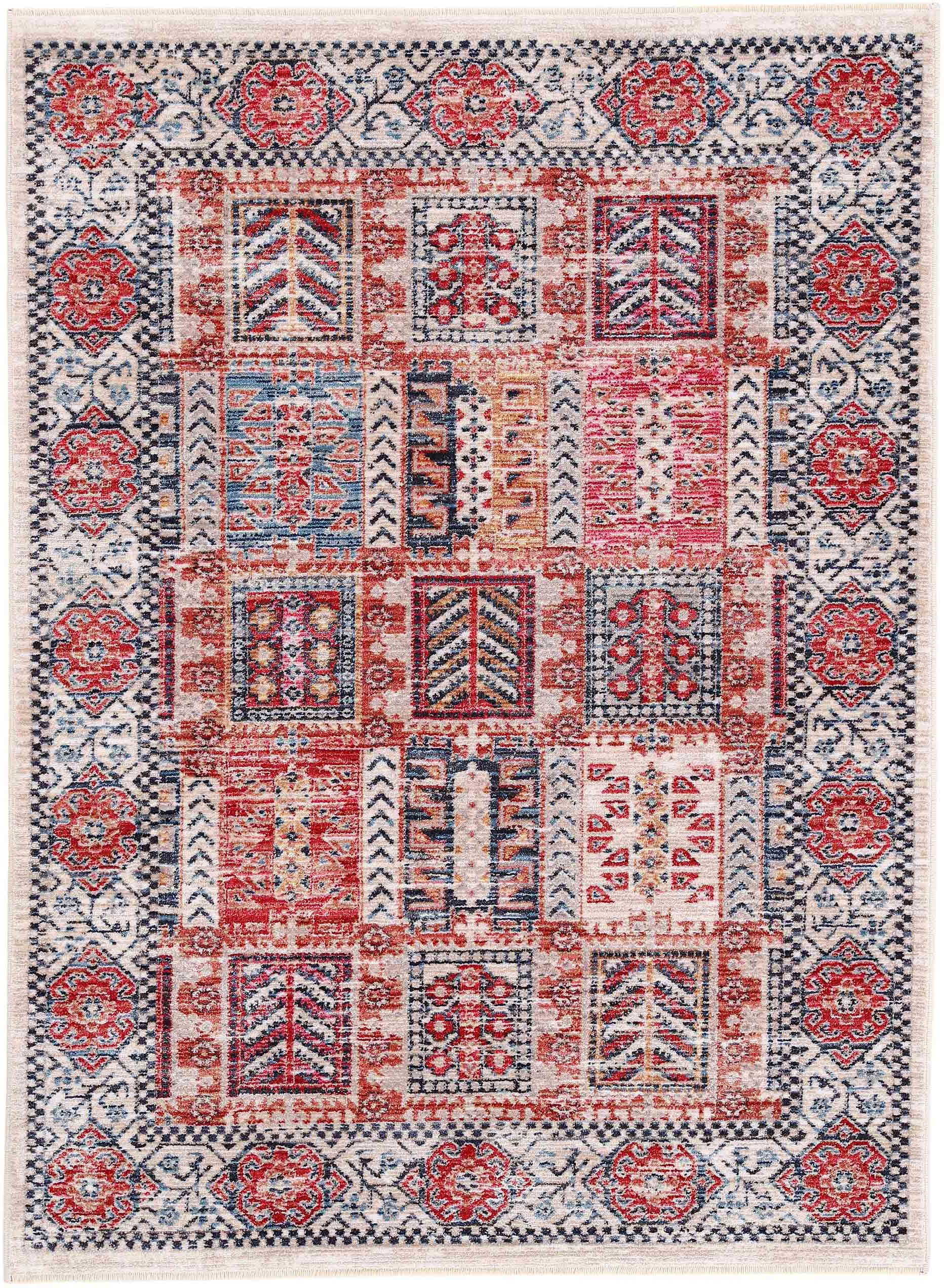 Teppich CARPETFINE "Phoenix", bunt (multi), B:140cm H:6mm L:200cm, Polypropylen (PP), Teppiche, Teppich, Vintage Orient Look, mit Fransen, Wohnzimmer