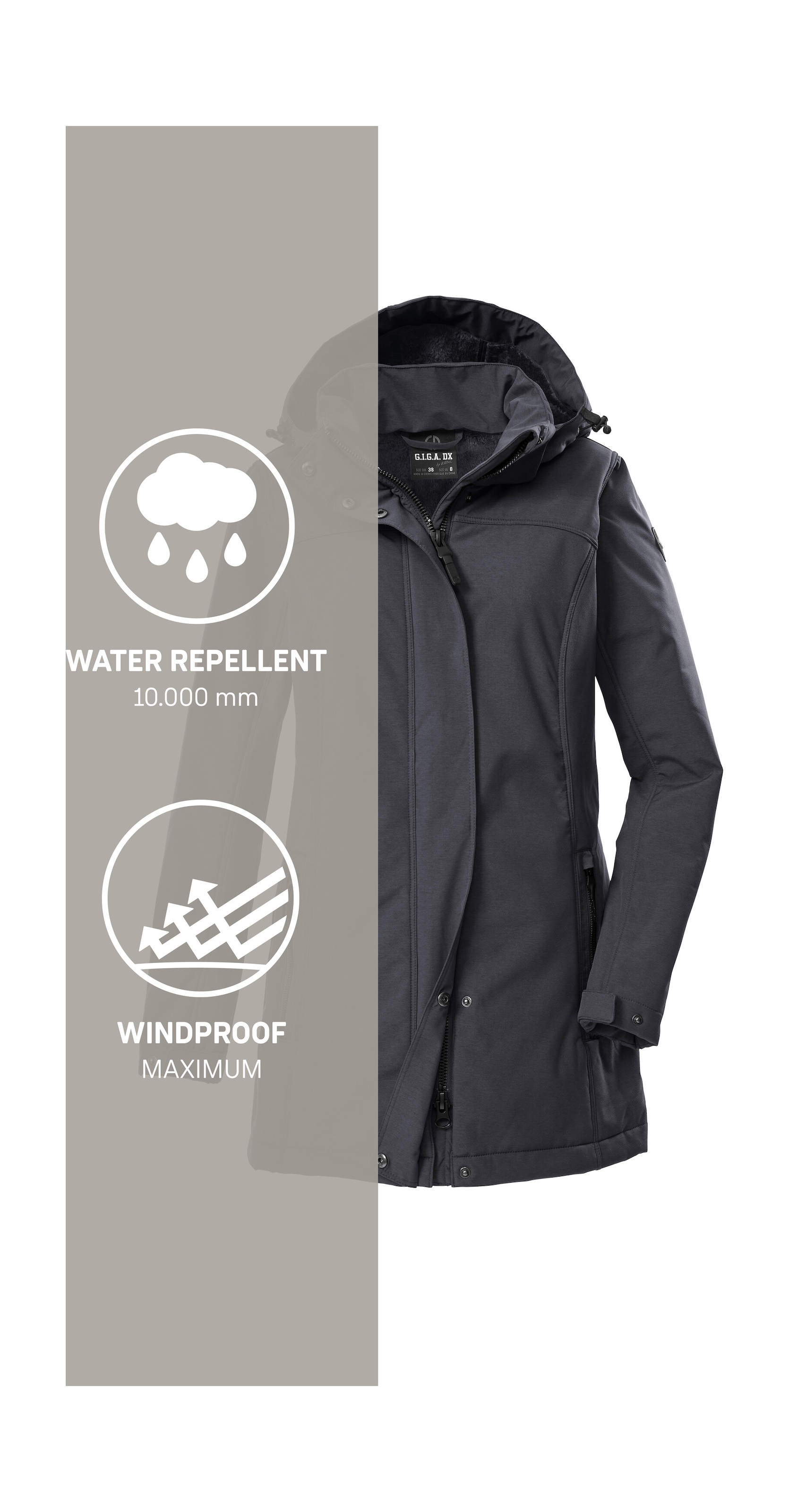 G.I.G.A. DX by killtec Softshellparka »GW 36 WMN SFTSHLL PRK«, Softshellparka: wasserdicht, atmungsaktiv, Teddyfell