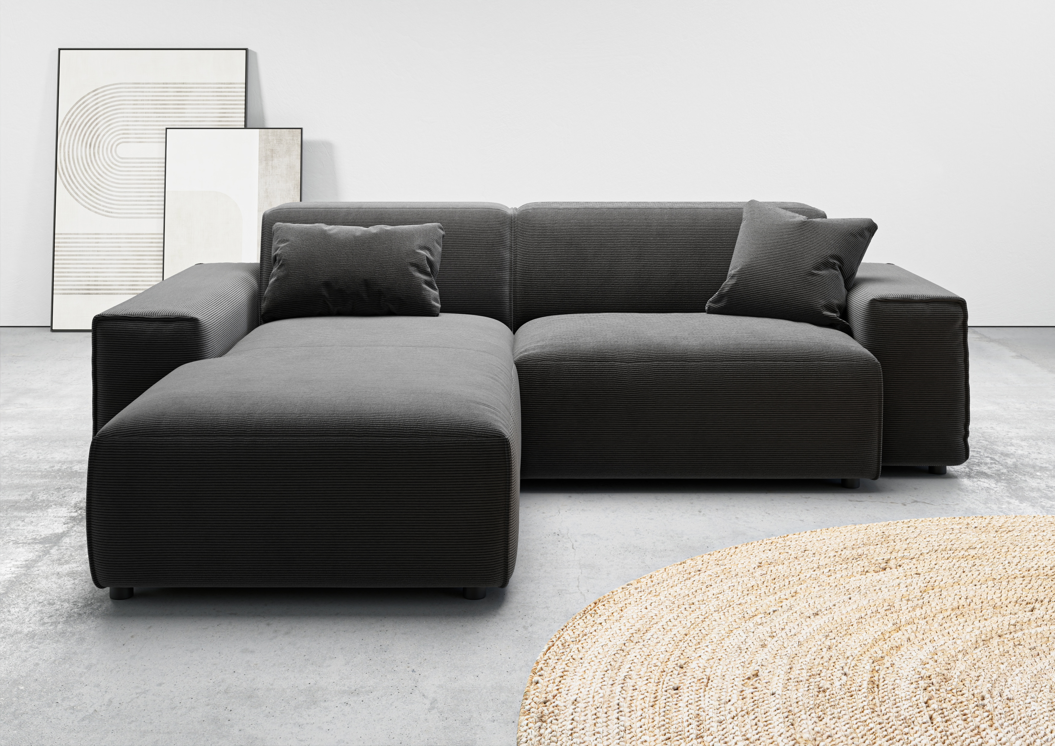 Home affaire Ecksofa "Glimminge L-Form auch in Breitcord, Feincord + Easy care-Bezug," Breite 234, Zierkissen