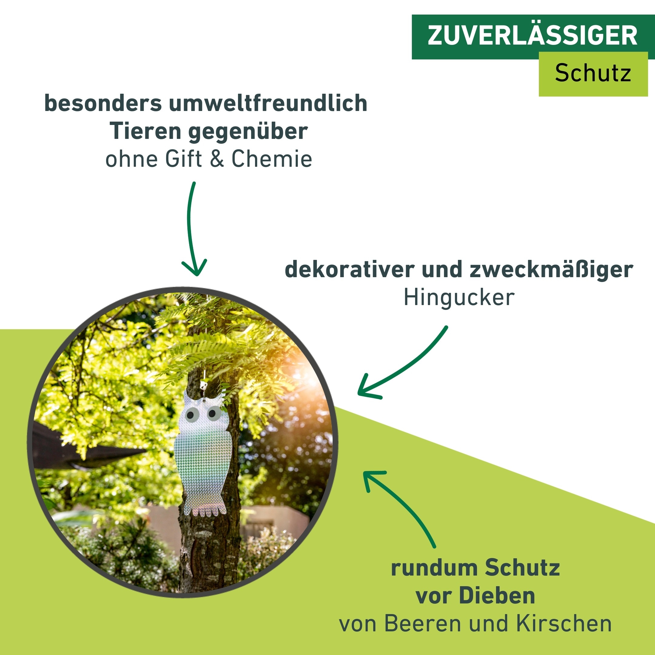 Windhager Vogelattrappe »Reflektor aus Kunststoff, Vogelabwehr im Doppelpack« reflektierende Vogelschreck Eule, silber