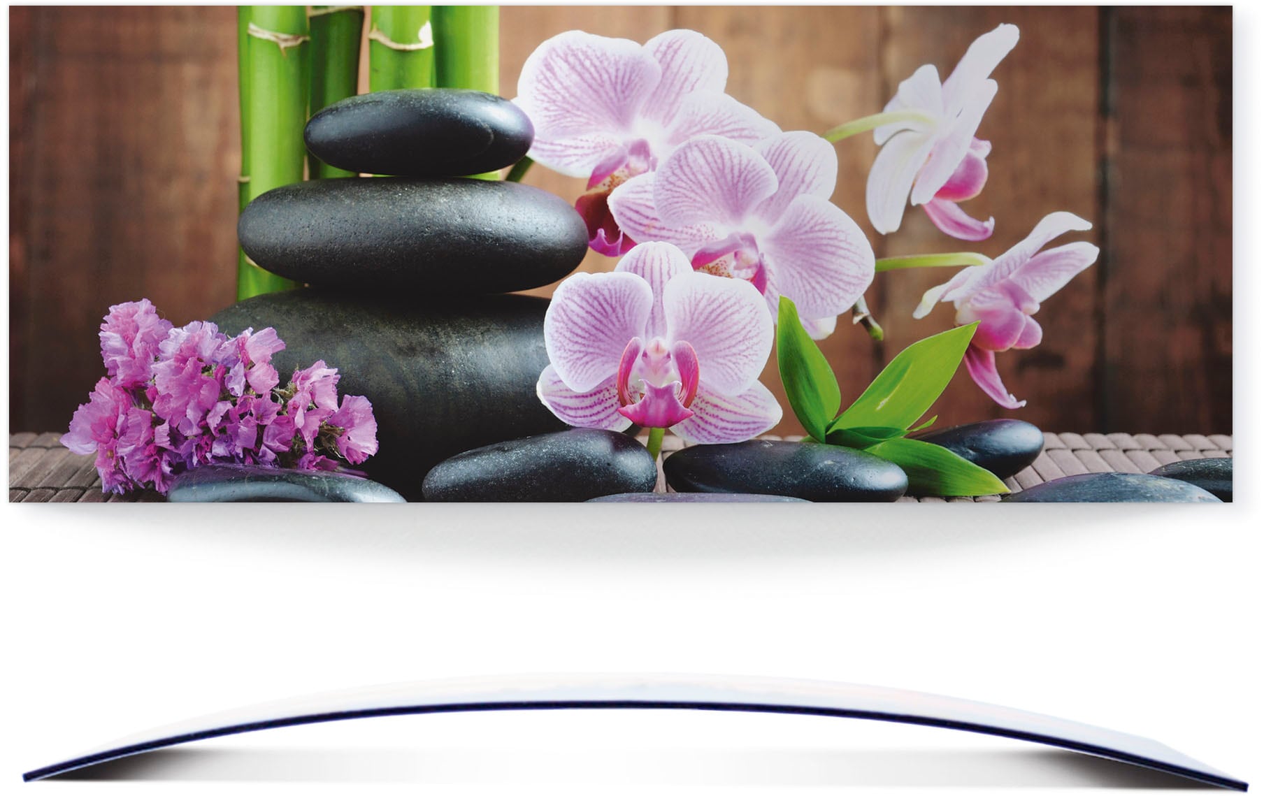 Artland Wandbild »Spa Konzept Zen Steinen Orchideen«, Zen, (1 St.), 3D Optik gebogen