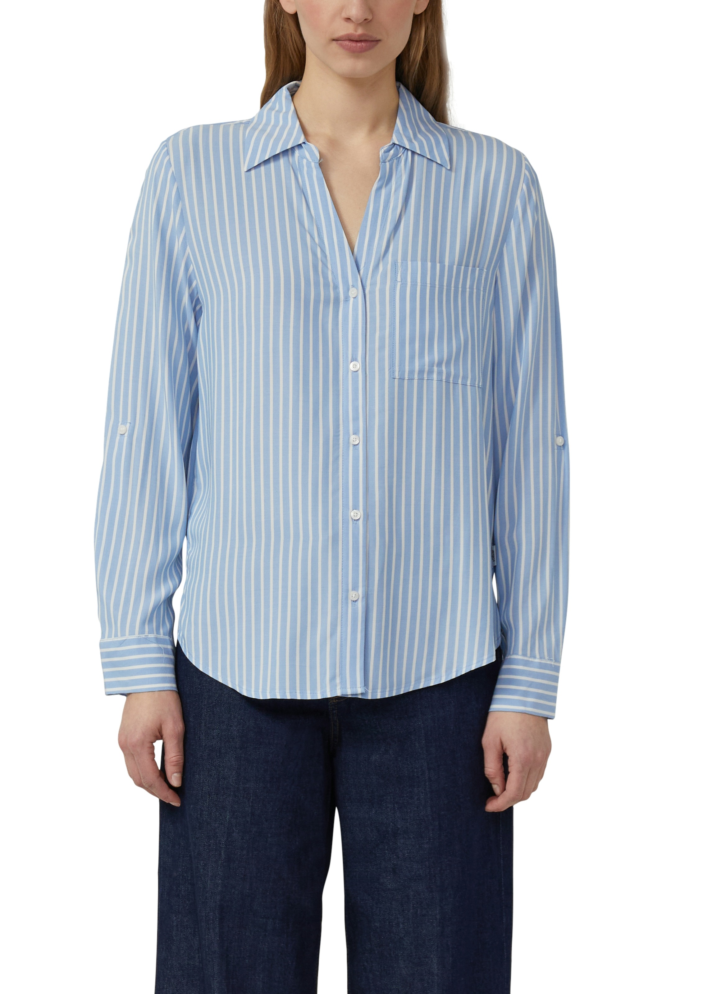 s.Oliver Langarmbluse im Streifen-Design und aus Viskose günstig online kaufen