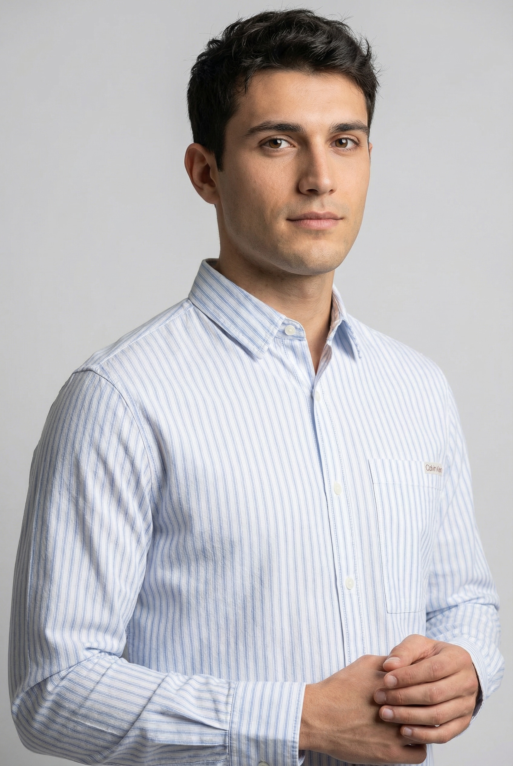 Calvin Klein Langarmhemd »STRIPE OXFORD CLASSIC SHIRT« Regular fit mit Rundhlsausschnitt