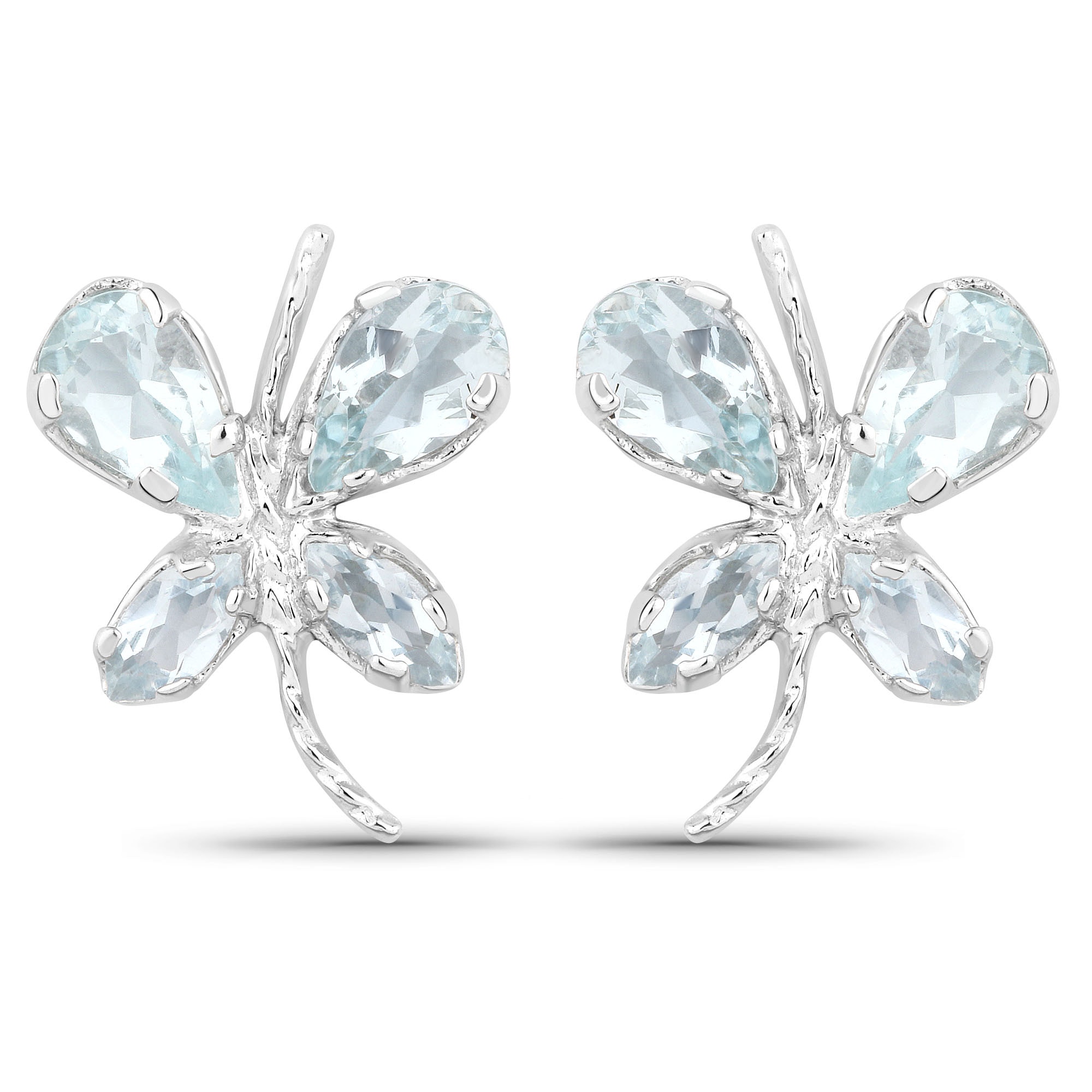 Vira Jewels Paar Ohrstecker »925-Sterling Silber rhodiniert Glänzend Aquamarine hellblau«