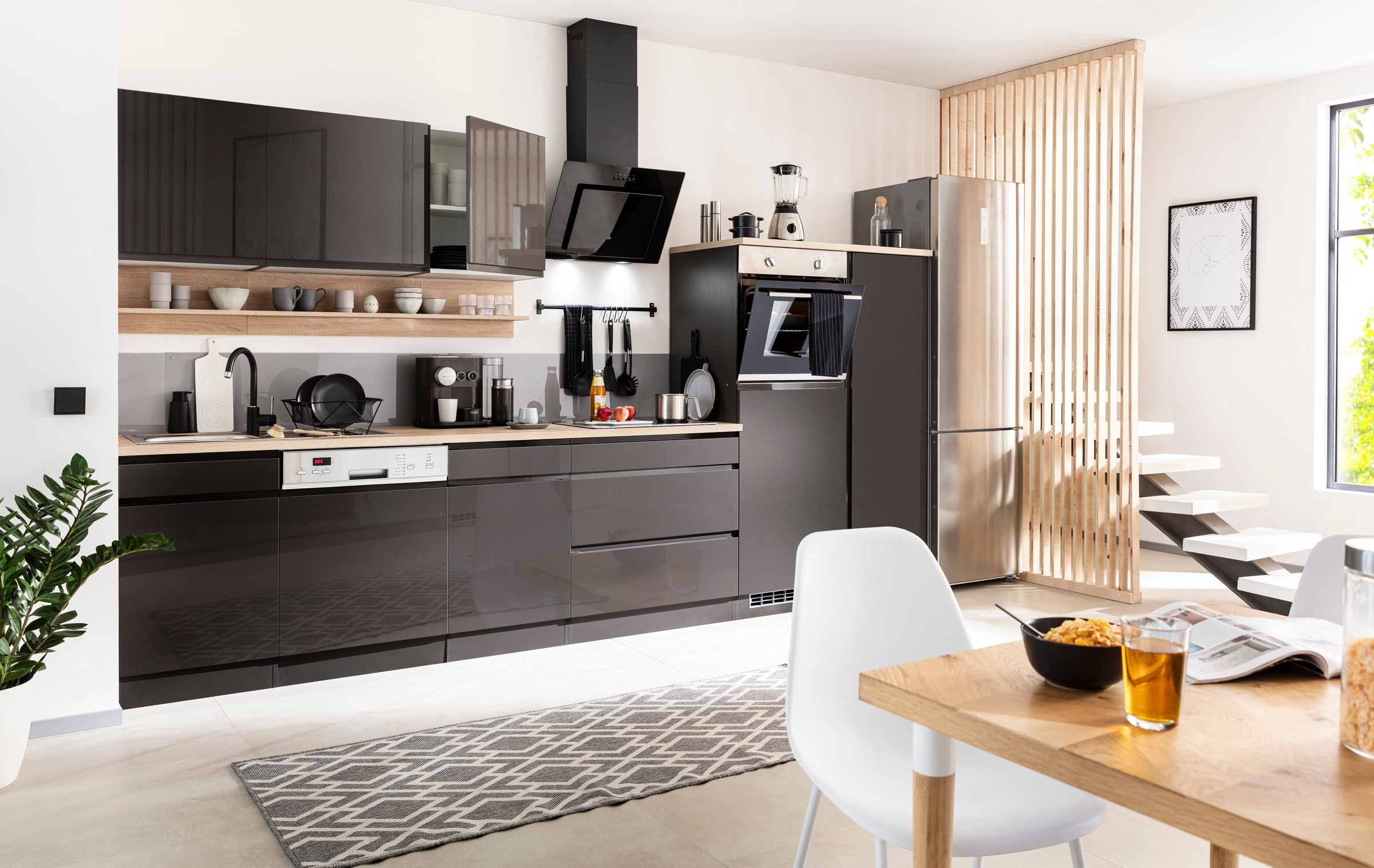 HELD MÖBEL Küchenzeile "Virginia", Breite 350 cm, mit Glaskeramik-oder Indu günstig online kaufen