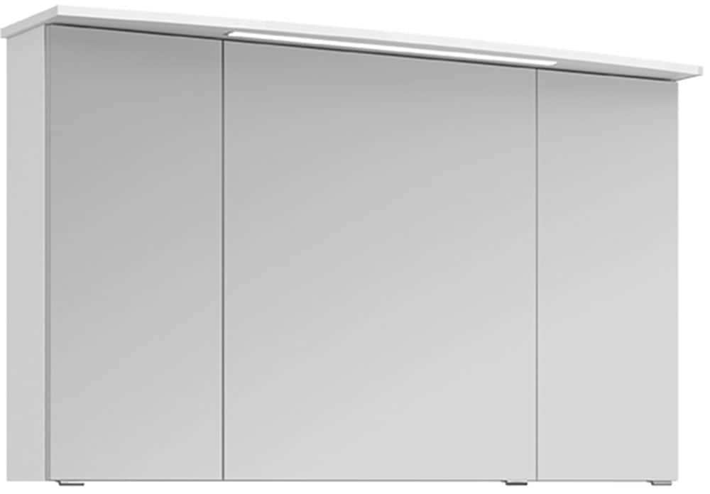 Saphir Badezimmerspiegelschrank »Serie 4010 Badezimmer-Spiegelschrank inkl. LED-Beleuchtung im Kranz«, Badschrank 122 cm breit, 3 Türen, 6 Glas-Einlegeböden, inkl Türdämpfer