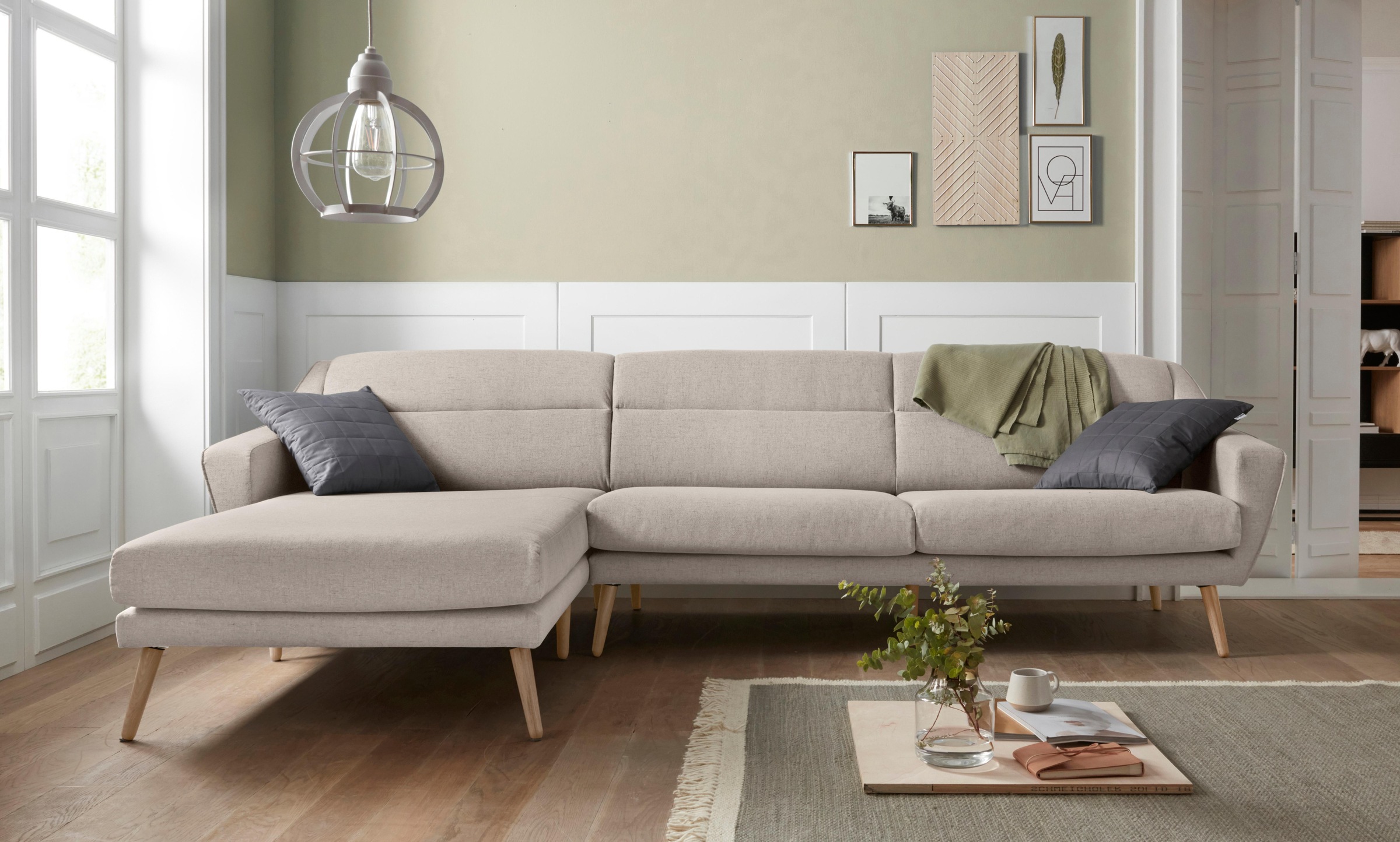 OTTO home Ecksofa "Bille L-Form" mit Naht im Rückenkissen und Beinen aus Ei günstig online kaufen