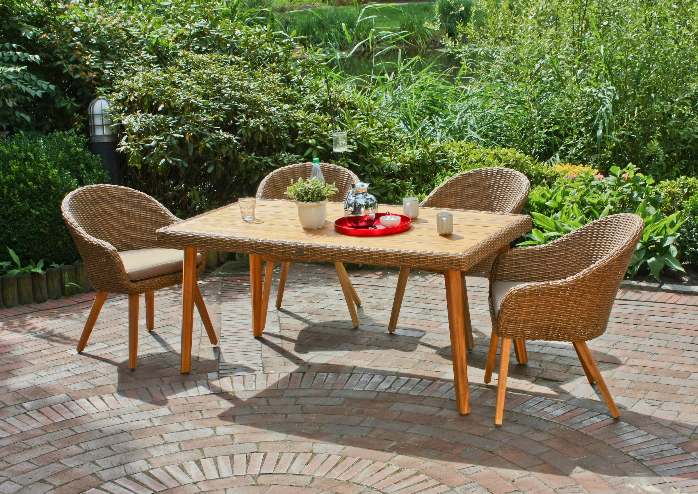 Garden Pleasure Garten-Essgruppe "CARSON", (5 tlg.), mit bequemer Polsterun günstig online kaufen