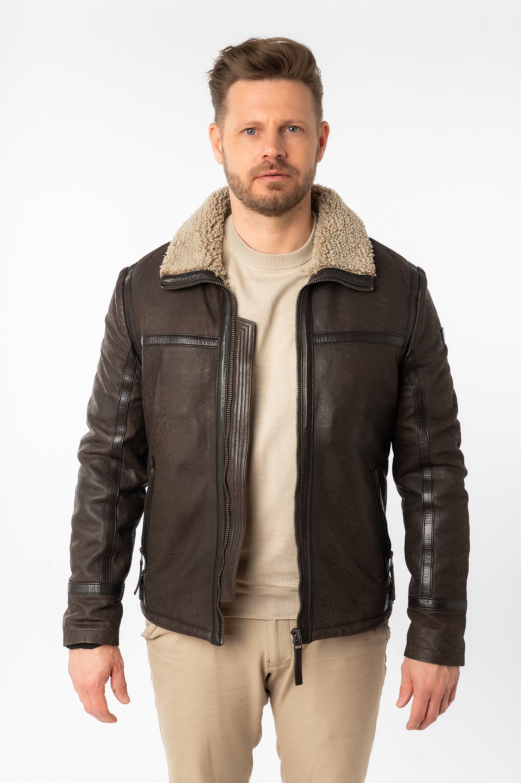 Mauritius Lederjacke »MMAlasko«, mit Umlegekragen