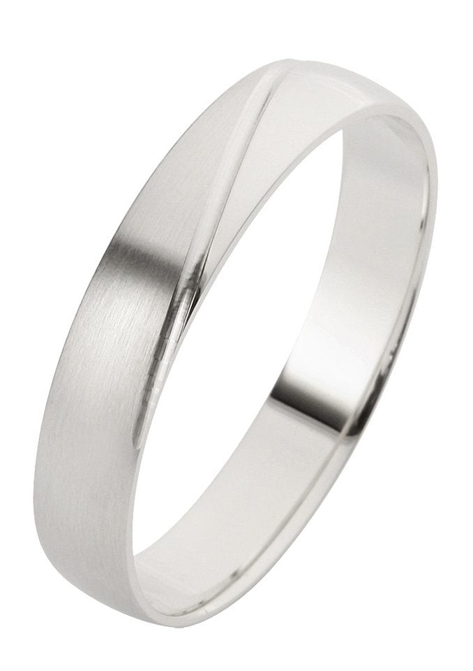 Trauring FIRETTI "Schmuck Geschenk Gold Hochzeit Ehering Trauring "LIEBE" Gr. 16,5, weiß (weißgoldfarben), Fingerringe, Damen, 16,5, ohne Brillant, Weißgold 375, 4mm, Trauring, Made in Germany, wahlweise mit oder ohne Brillant 3