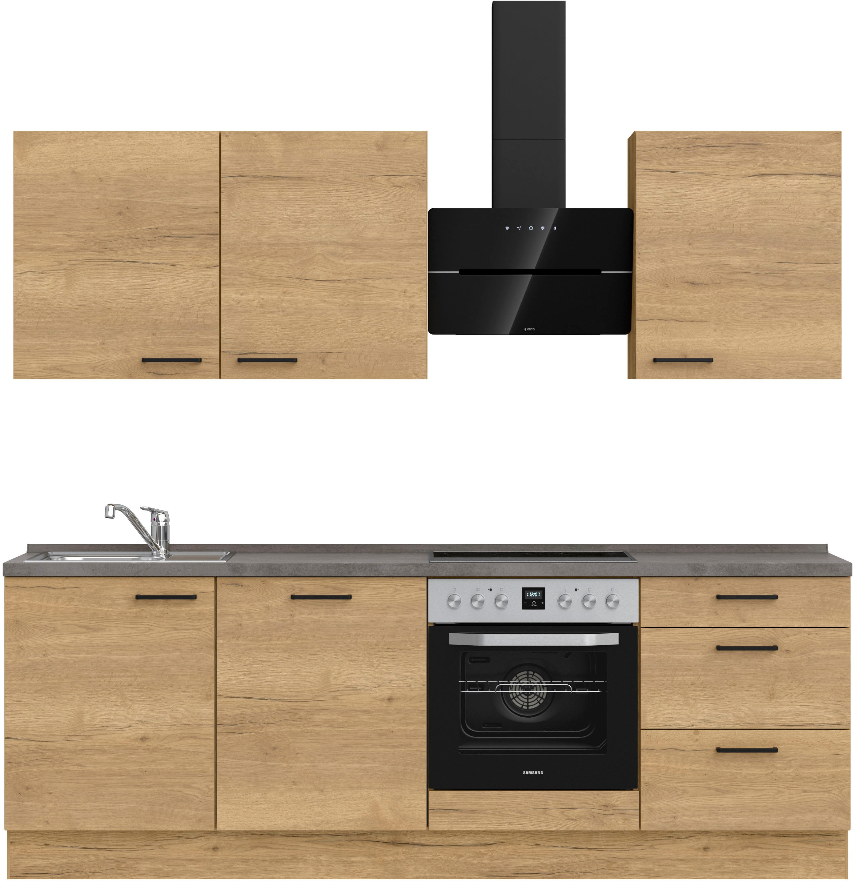 nobilia Küchenzeile ""Structura II", NEU: individuell anpassbar mit gratis Profi-Beratung" vormontiert, Breite 240 cm, Ausrichtung wählbar, wahlw. mit E-Geräten