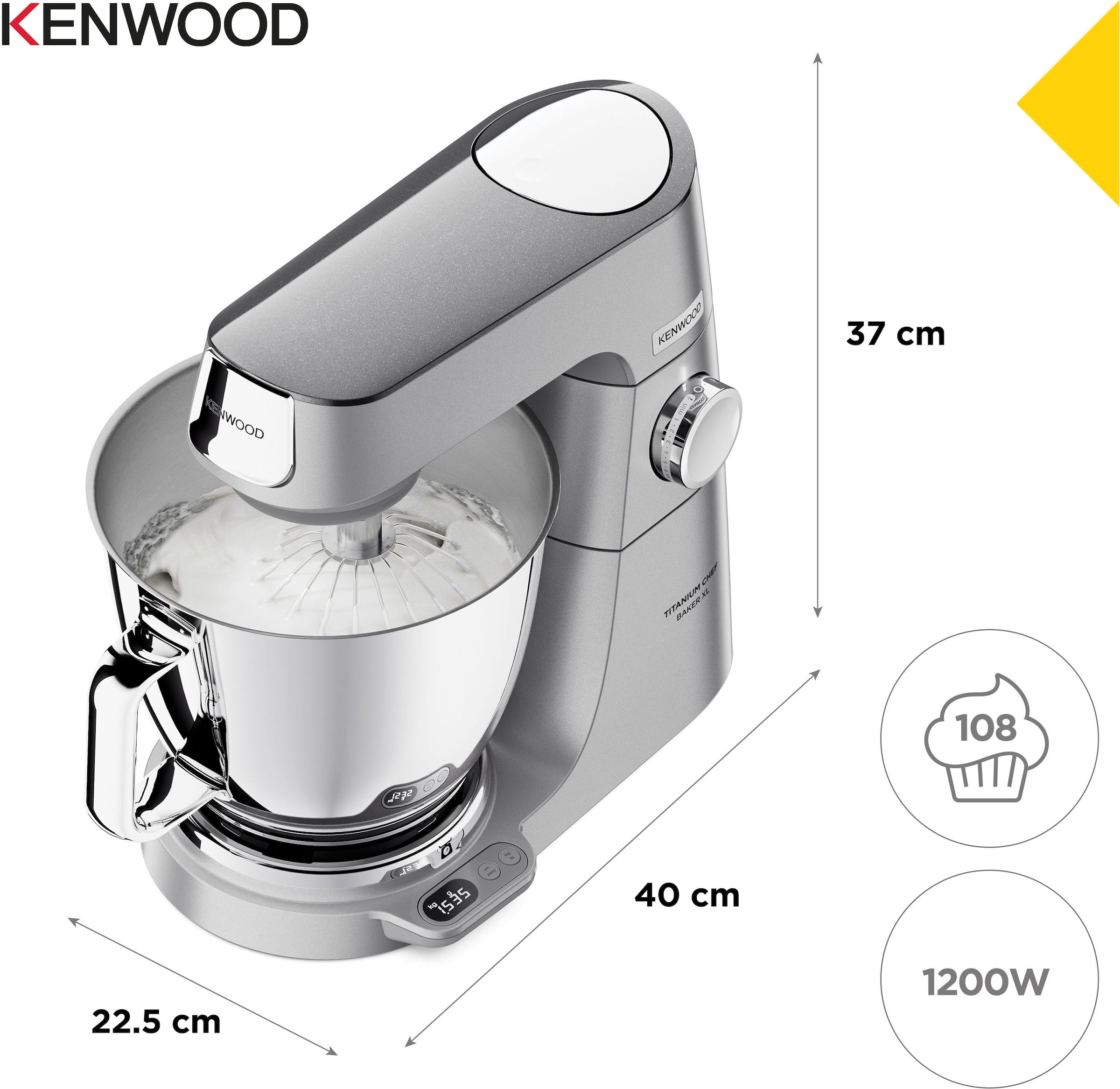 KENWOOD Küchenmaschine »Titanium Chef Baker XL KVL85.224SI i«, inkl. umfangreiches Zubehör, integrierter EasyWeigh Waage