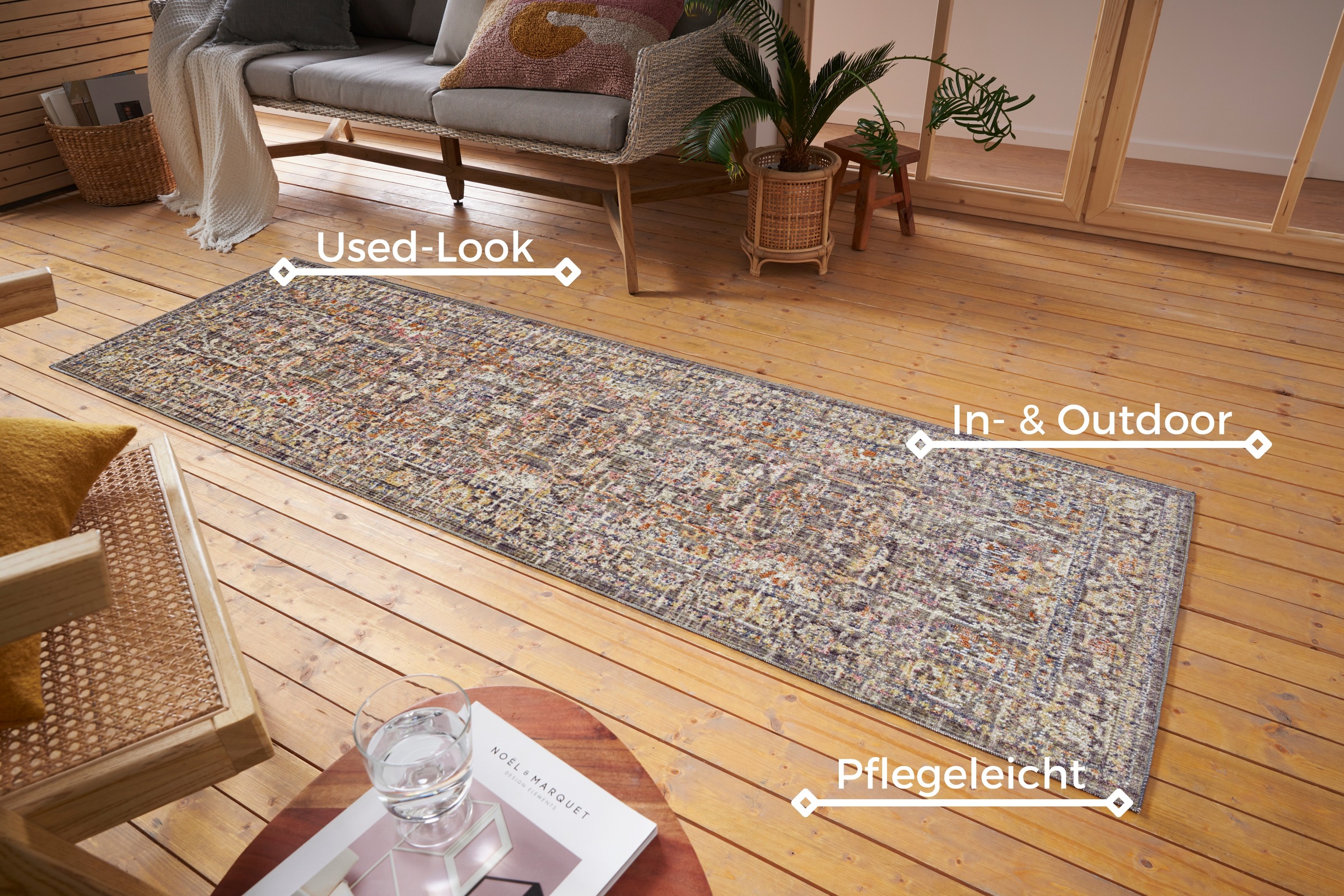 NORTHRUGS Teppich »Luxor«, rechteckig, 3 mm Höhe, In-& Outdoor, Läufer, wetterfest, Balkon, Wohnzimmer, Orient