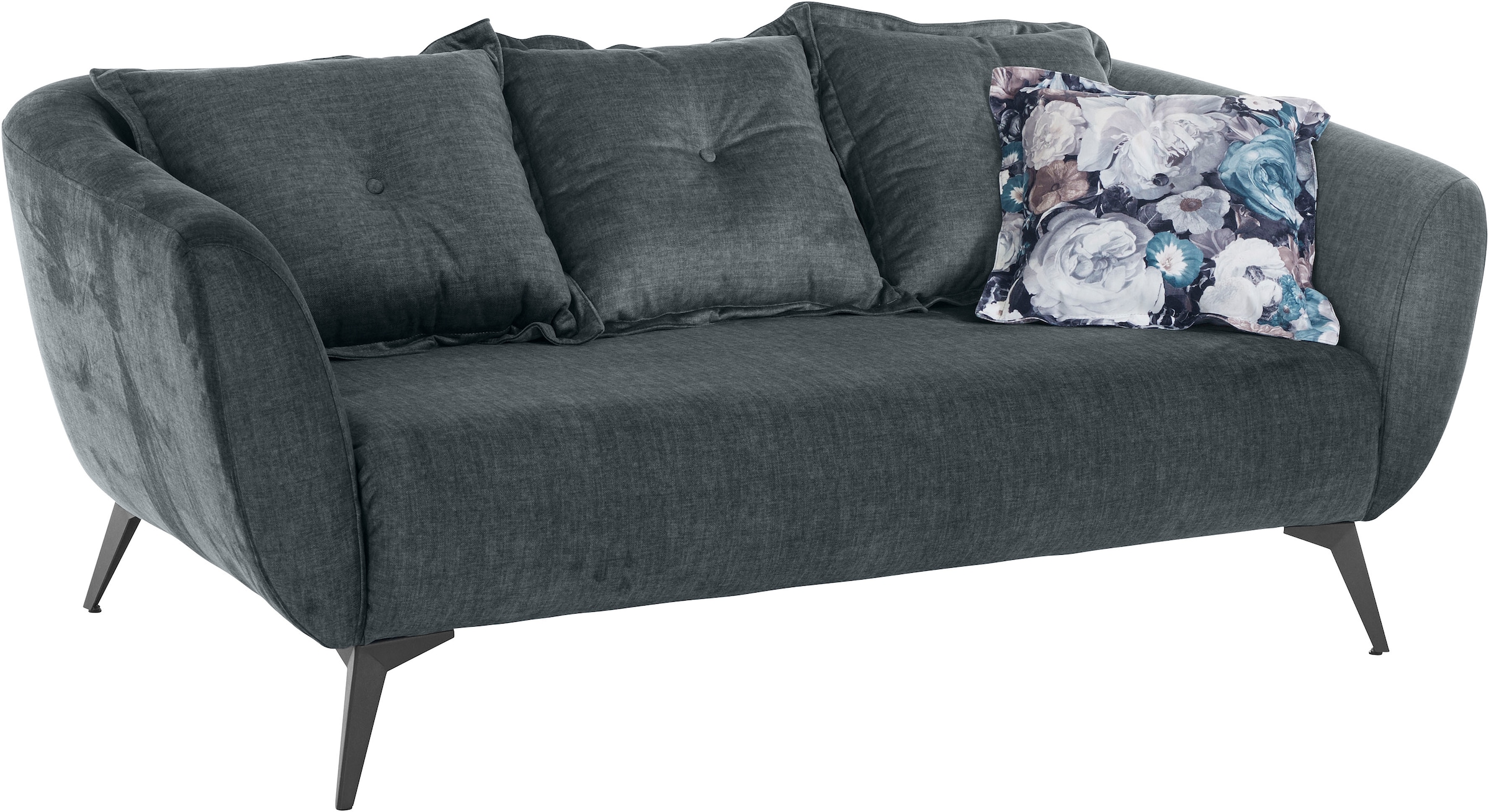 Home affaire 2,5-Sitzer »Baggio, Breite 196 cm, modern romantisches Design« Zierkissen inklusive, Komfortsitzhöhe 45 cm, schwarze Metallfüße